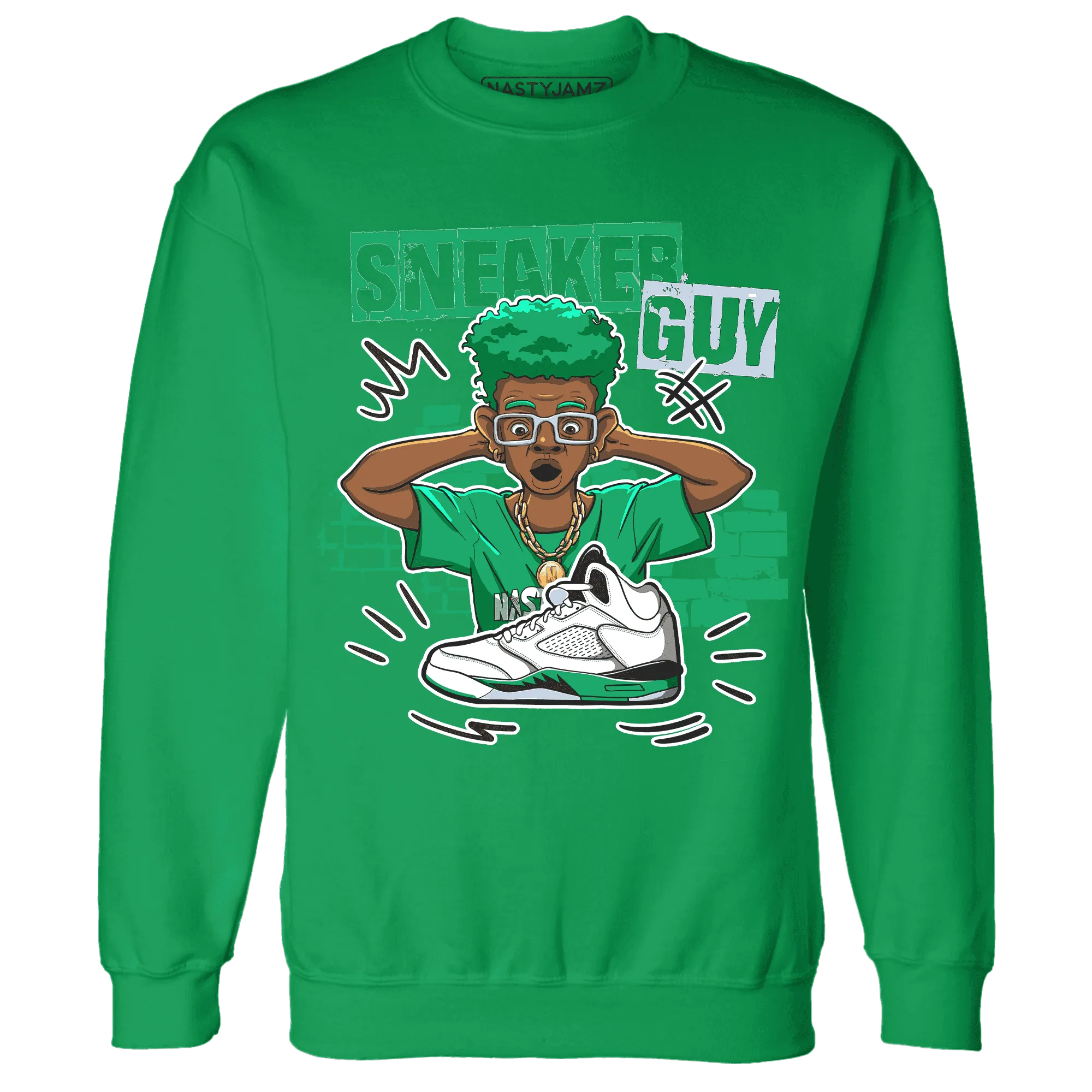 NastyJamz-Lucky-Green-5s-Sweatshirt-Match-Sneaker-Guy-Collector