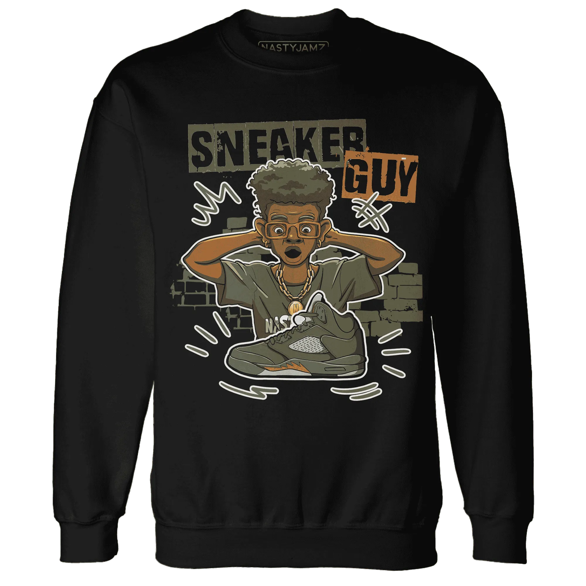 NastyJamz-Olive-5s-Sweatshirt-Match-Sneaker-Guy-Collector