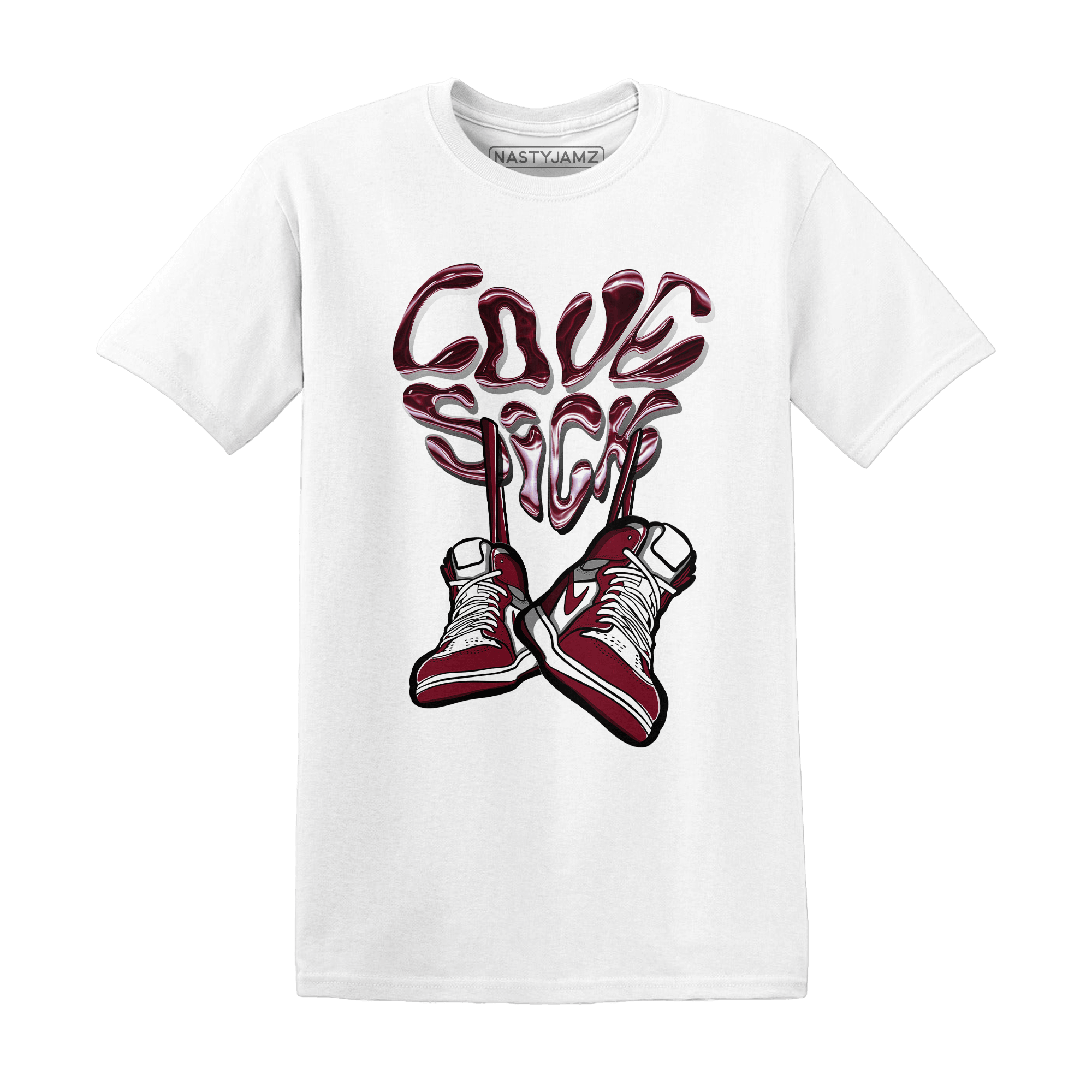 High White Team Red 1s T Shirt Match Sneaker Love Sick - NastyJamz