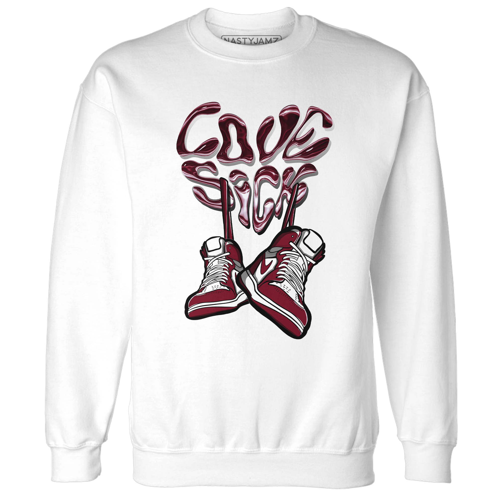 High White Team Red 1s Sweatshirt Match Sneaker Love Sick - NastyJamz