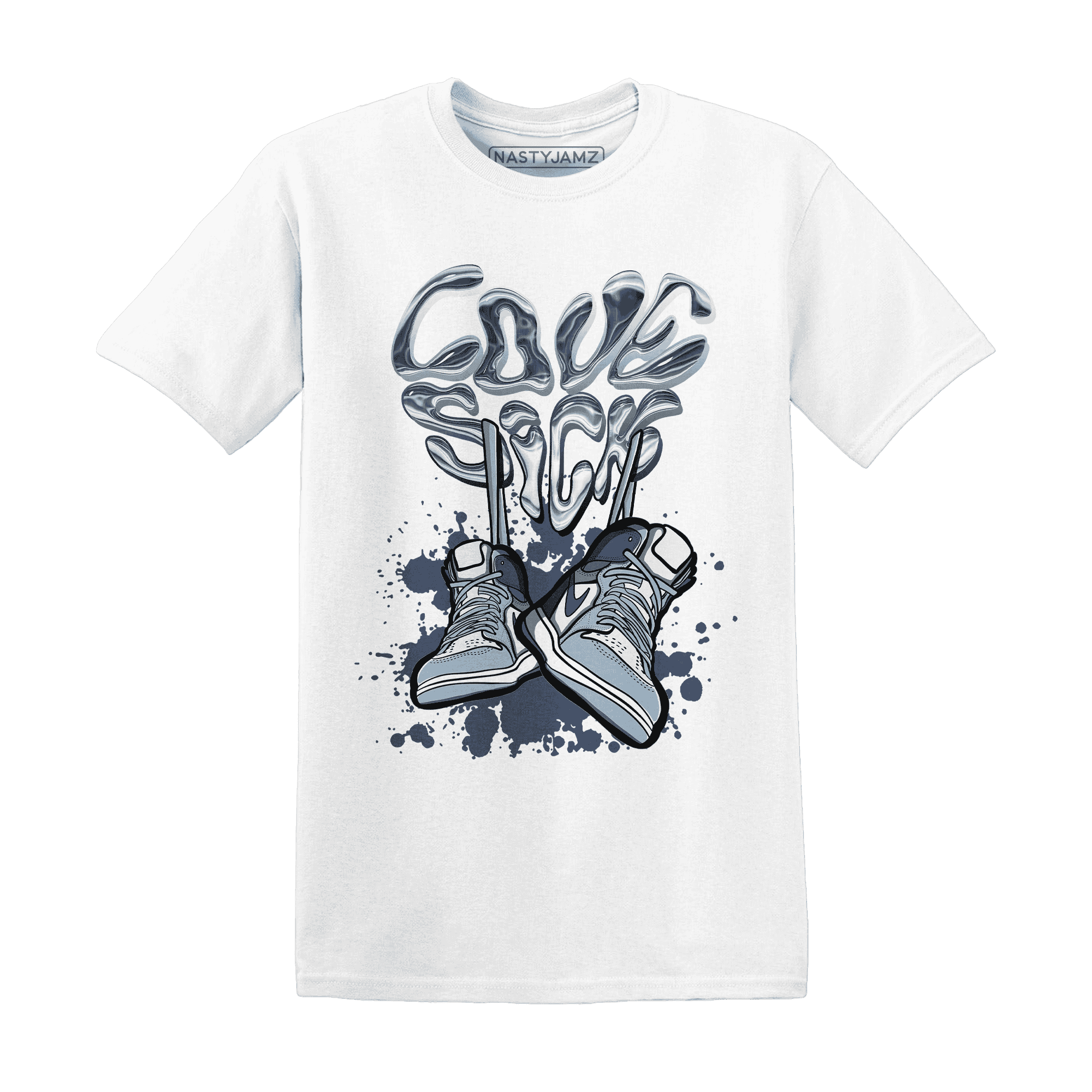 Mid Diffused Blue Grey 1s T Shirt Match Sneaker Love Sick - NastyJamz