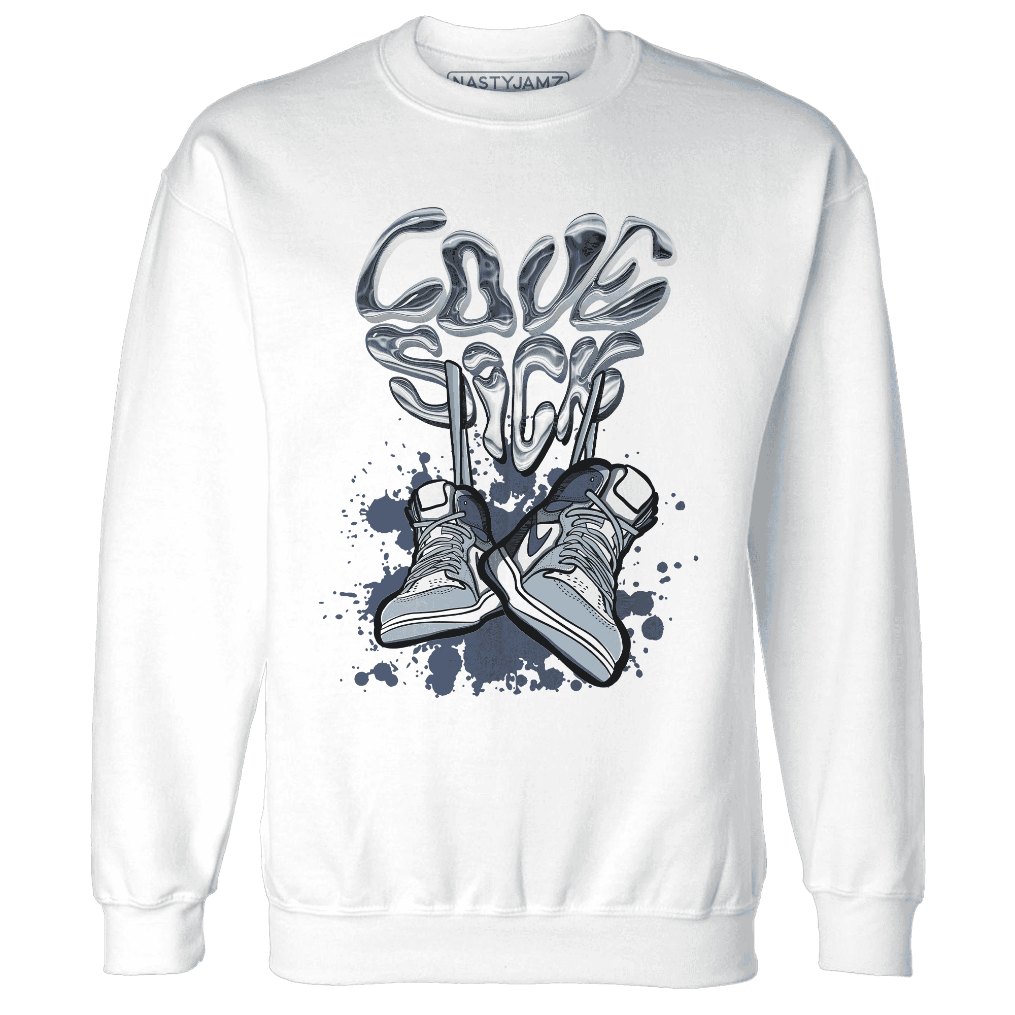Mid Diffused Blue Grey 1s Sweatshirt Match Sneaker Love Sick - NastyJamz