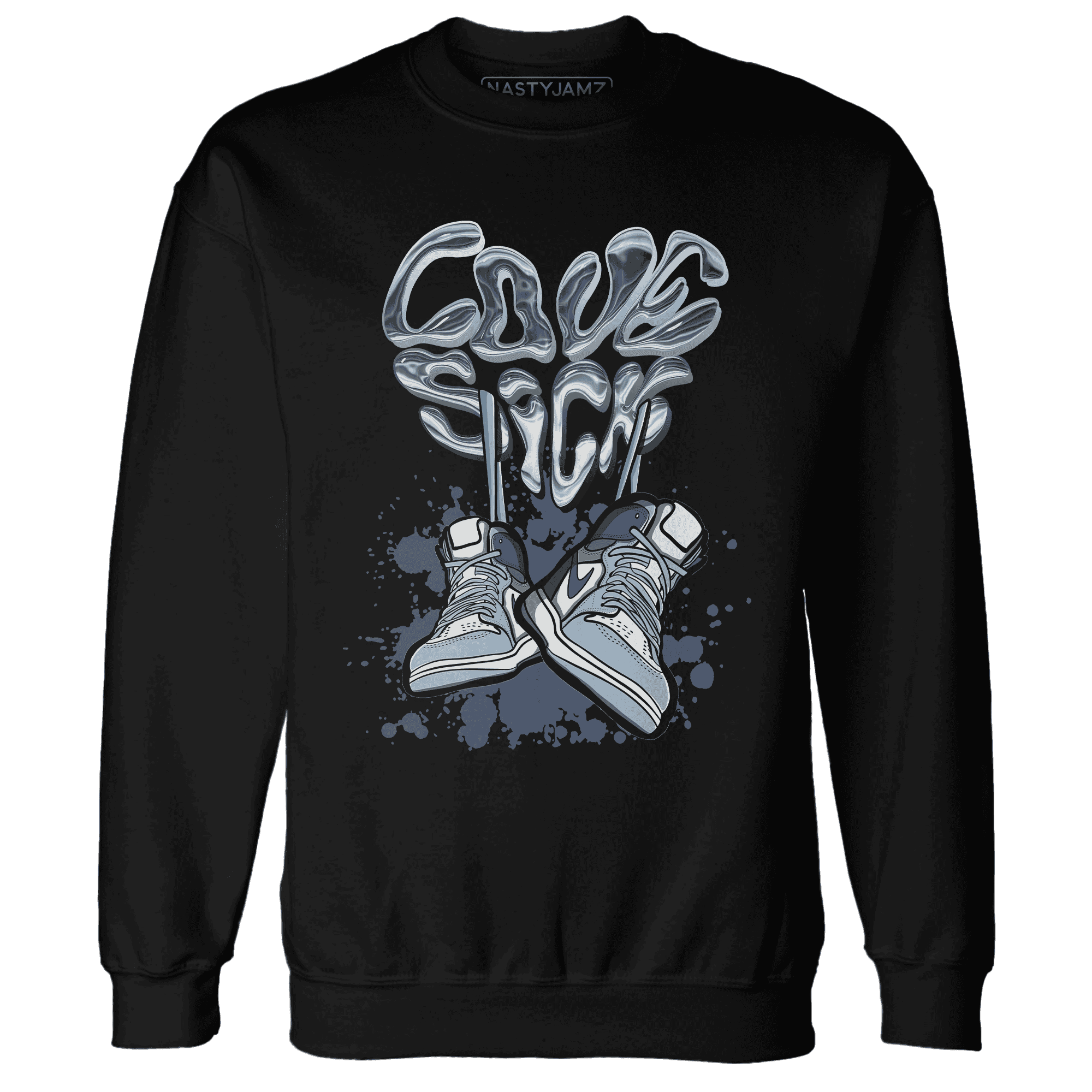 Mid Diffused Blue Grey 1s Sweatshirt Match Sneaker Love Sick - NastyJamz