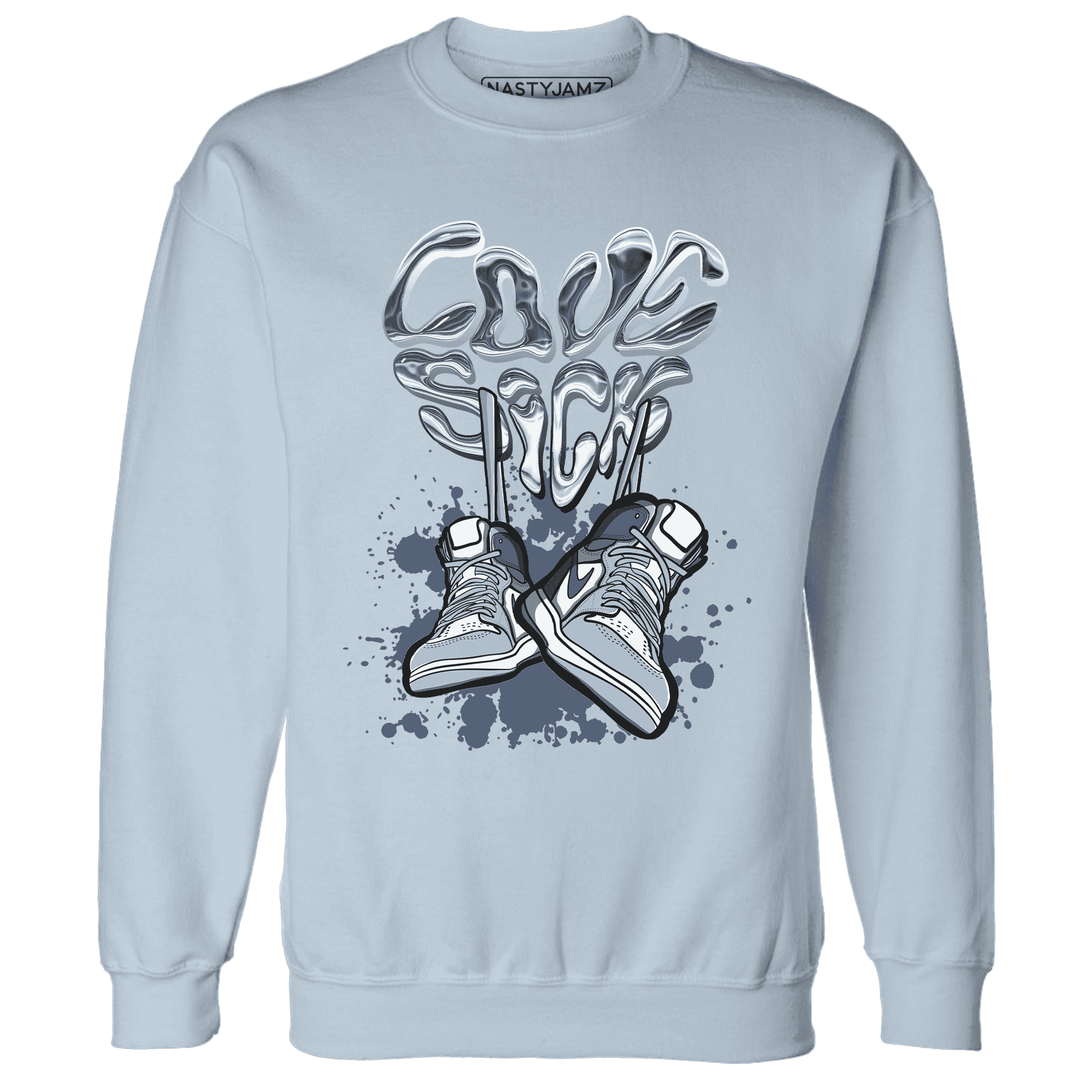 Mid Diffused Blue Grey 1s Sweatshirt Match Sneaker Love Sick - NastyJamz