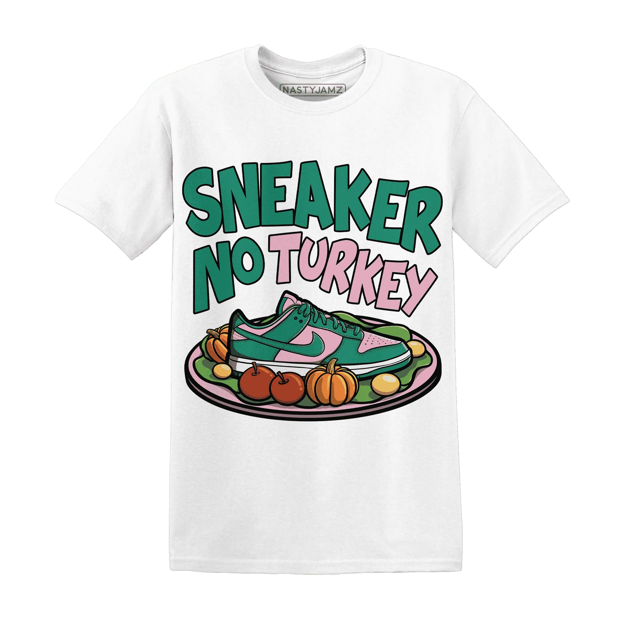 Dunk-Pink-Malachite-Medium-Soft-Low-Sail-NastyJamz-T-Shirt-Match-Sneaker-No-Turkey