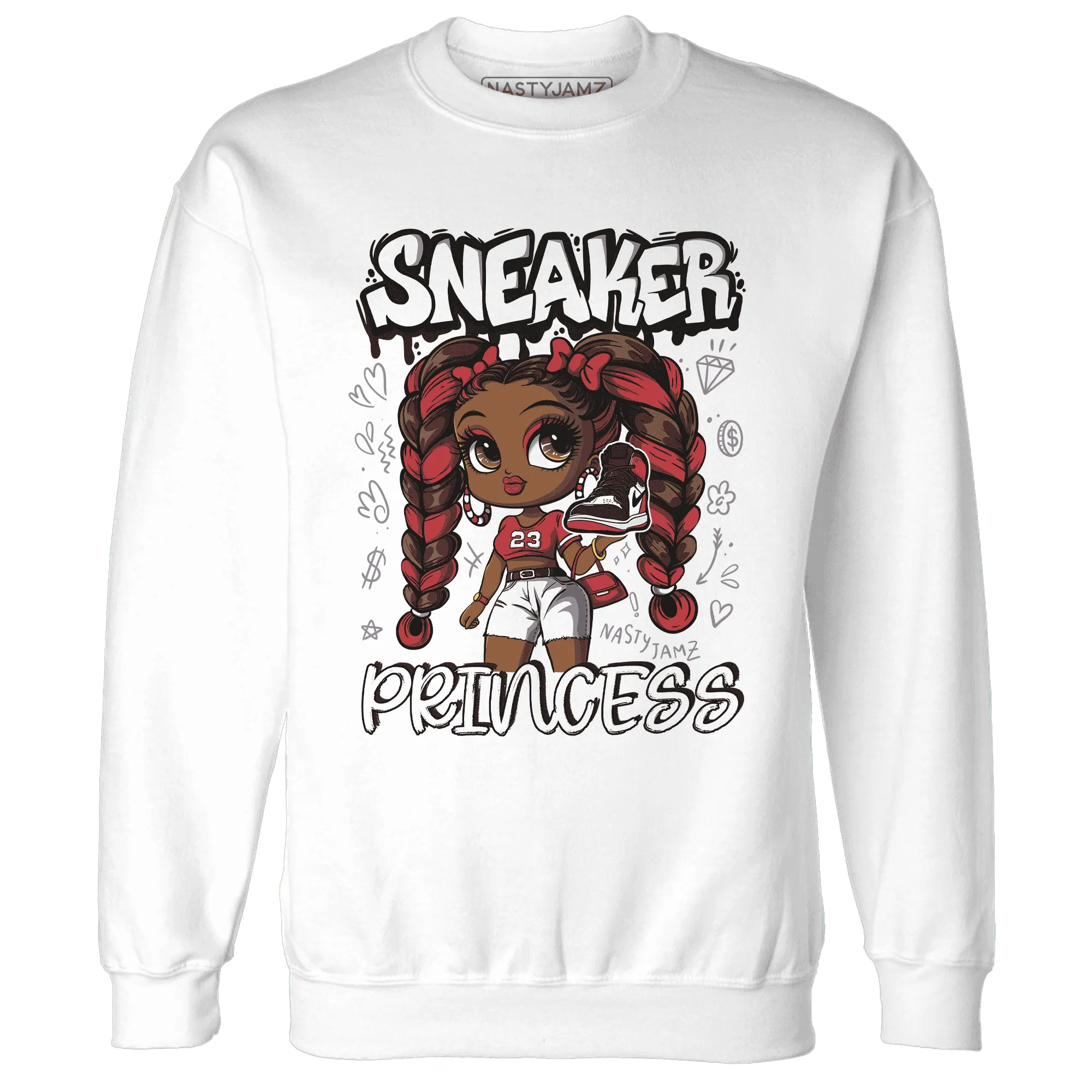 Black-Toe-Reimagined-Red-White-1s-Sweatshirt-Match-Sneaker-Princess