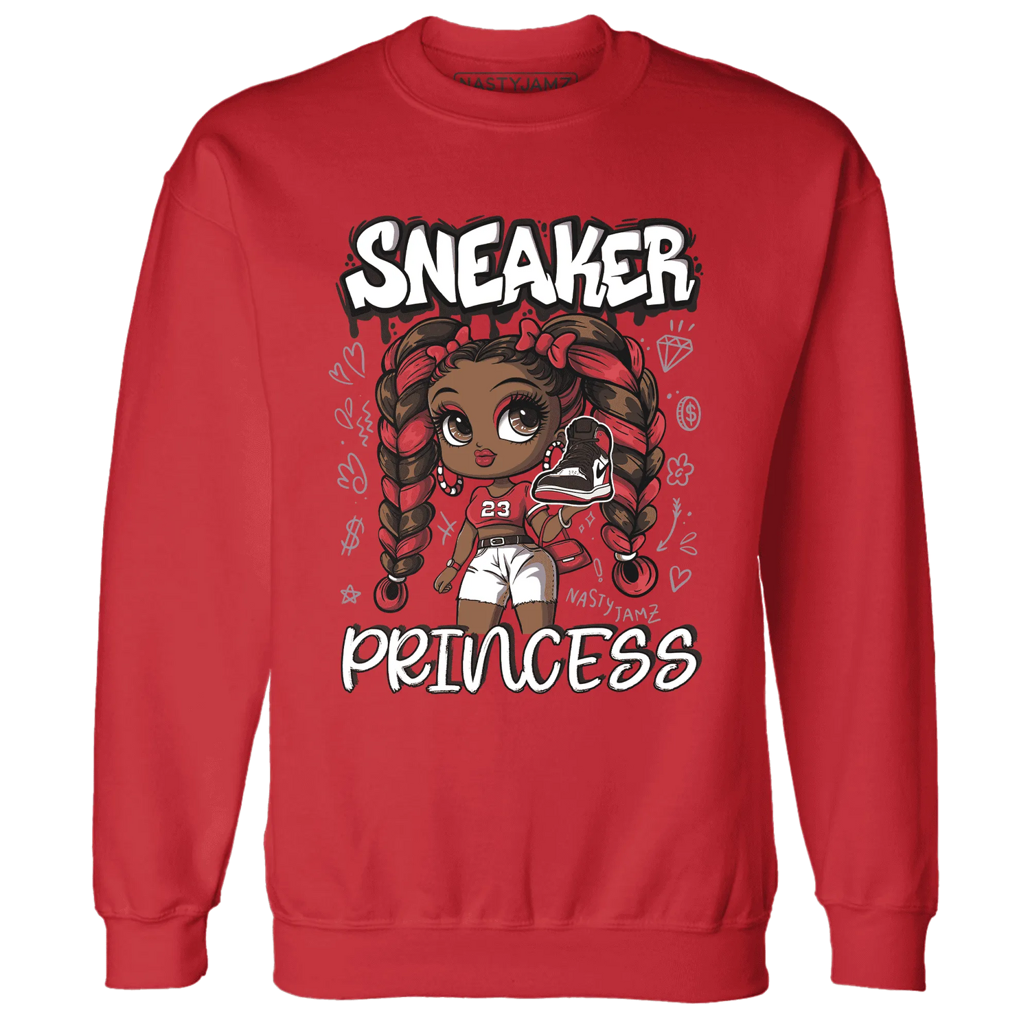 Black-Toe-Reimagined-Red-White-1s-Sweatshirt-Match-Sneaker-Princess