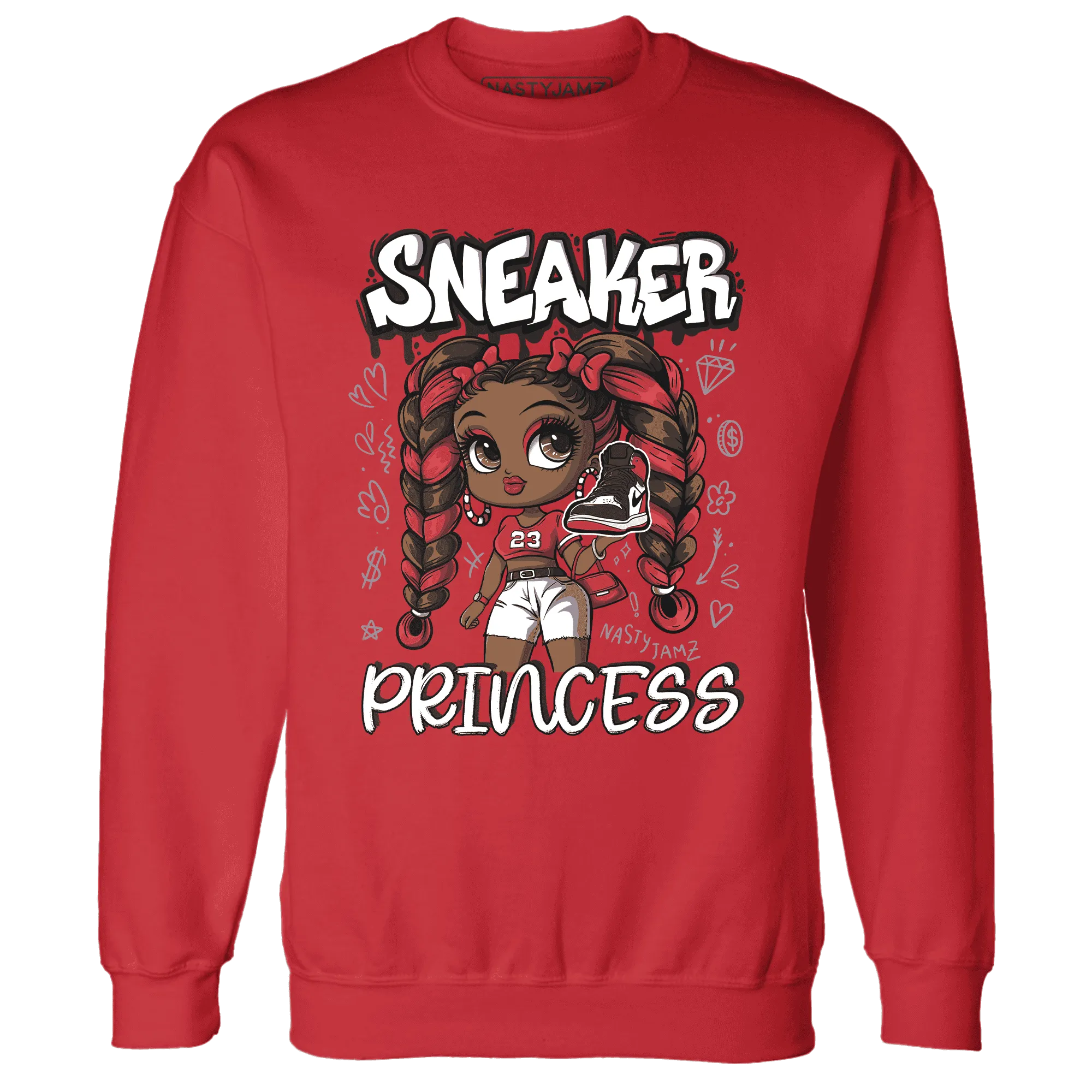 Black-Toe-Reimagined-Red-White-1s-Sweatshirt-Match-Sneaker-Princess