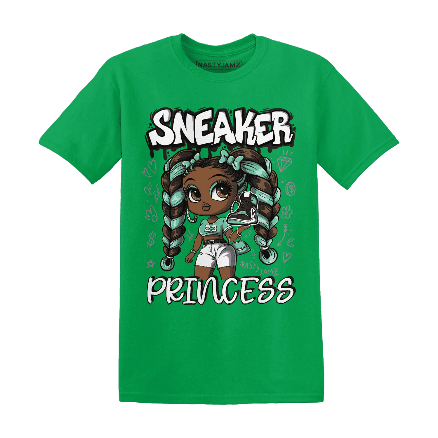 High-OG-Green-Glow-1s-T-Shirt-Match-Sneaker-Princess