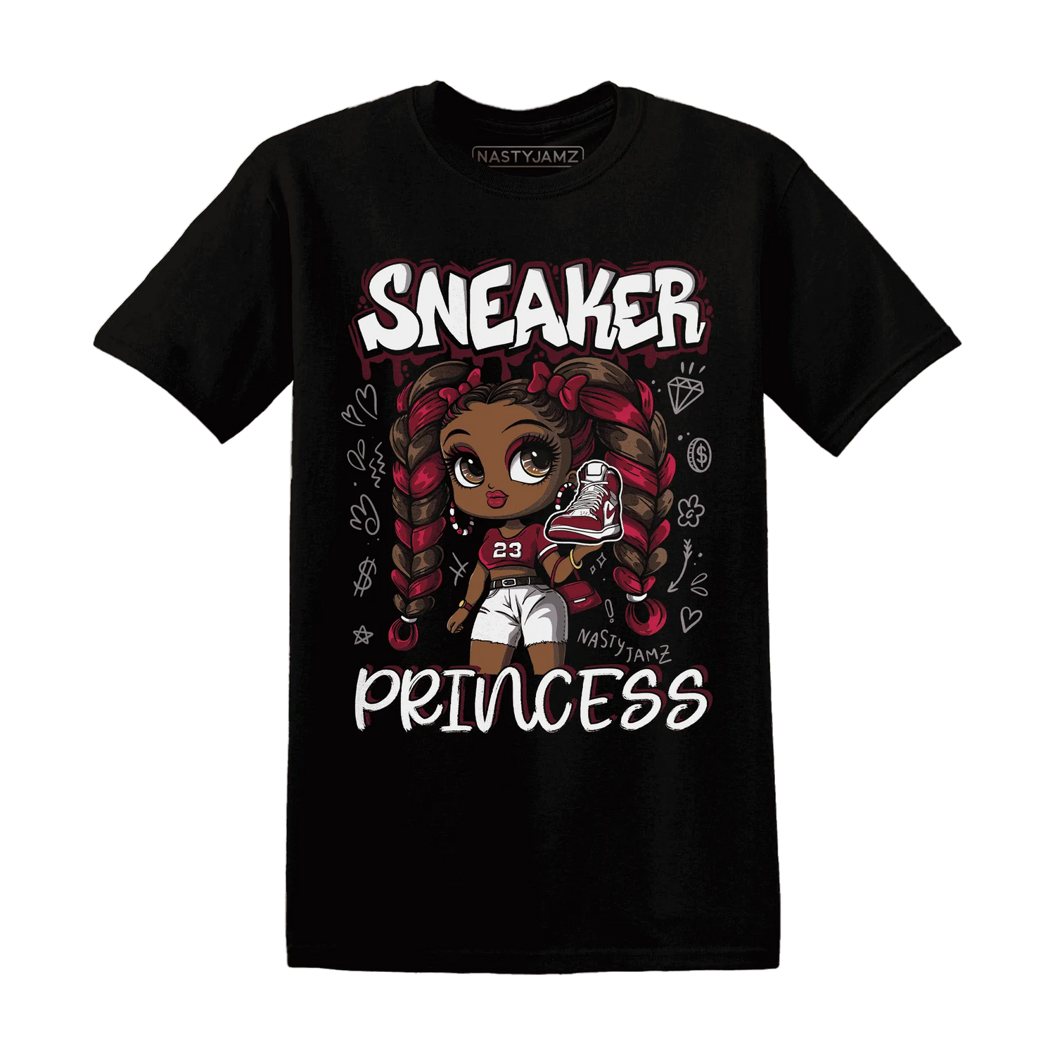 High-White-Team-Red-1s-T-Shirt-Match-Sneaker-Princess