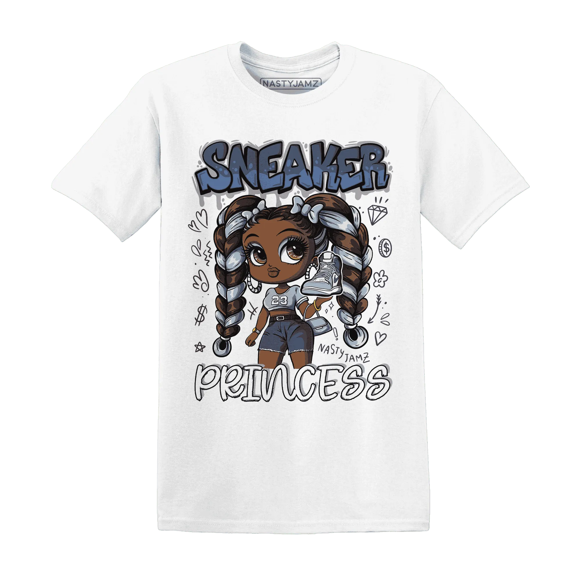 Mid-Diffused-Blue-Grey-1s-T-Shirt-Match-Sneaker-Princess