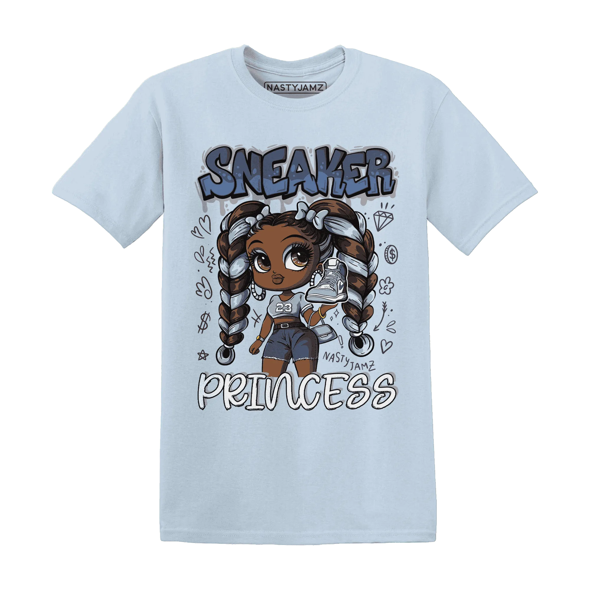 Mid-Diffused-Blue-Grey-1s-T-Shirt-Match-Sneaker-Princess