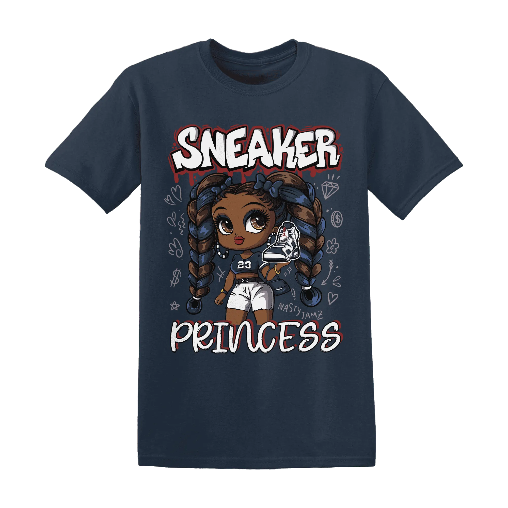 White-Navy-6s-T-Shirt-Match-Sneaker-Princess