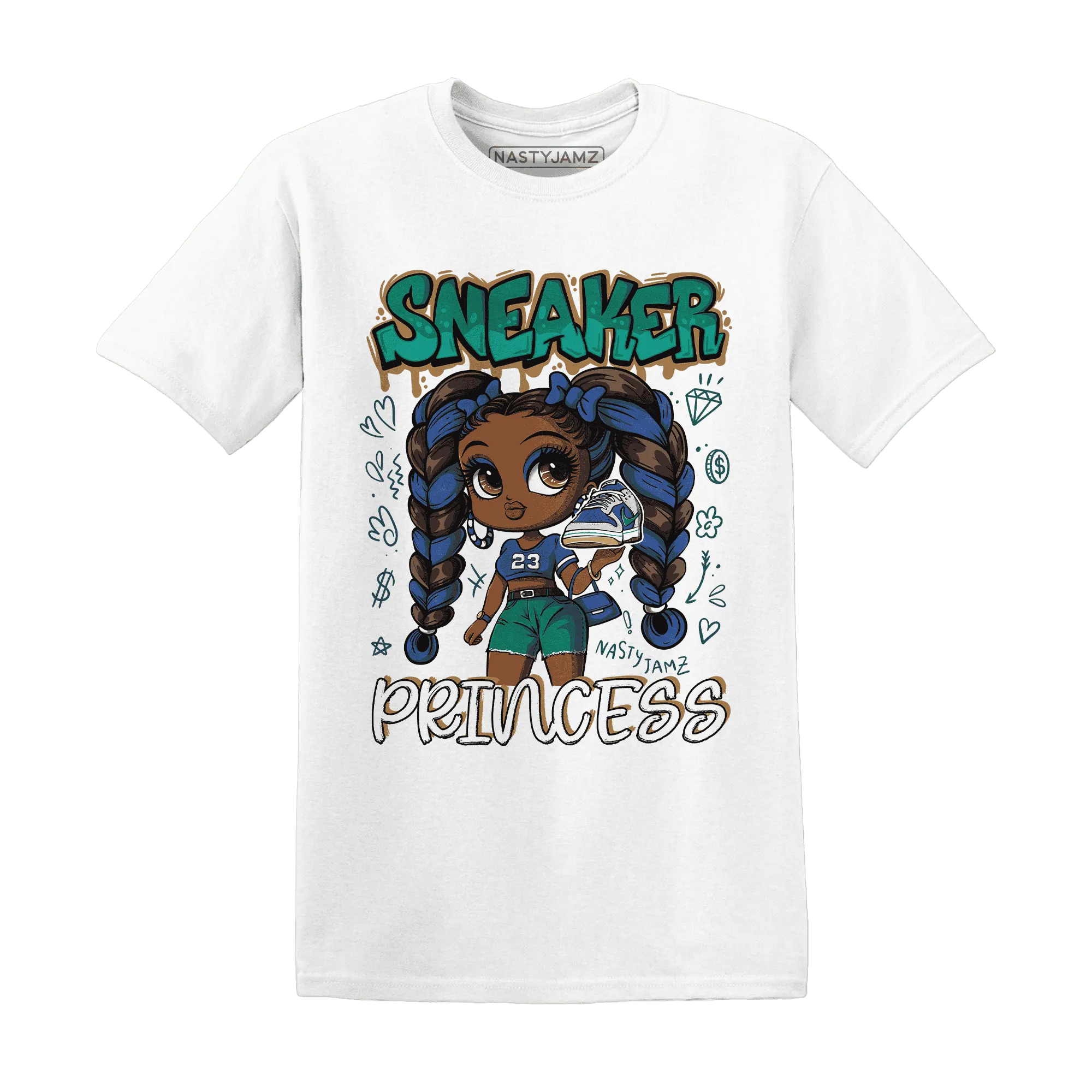 Dunk-Hyper-Royal-Malachite-NastyJamz-T-Shirt-Match-Sneaker-Princess