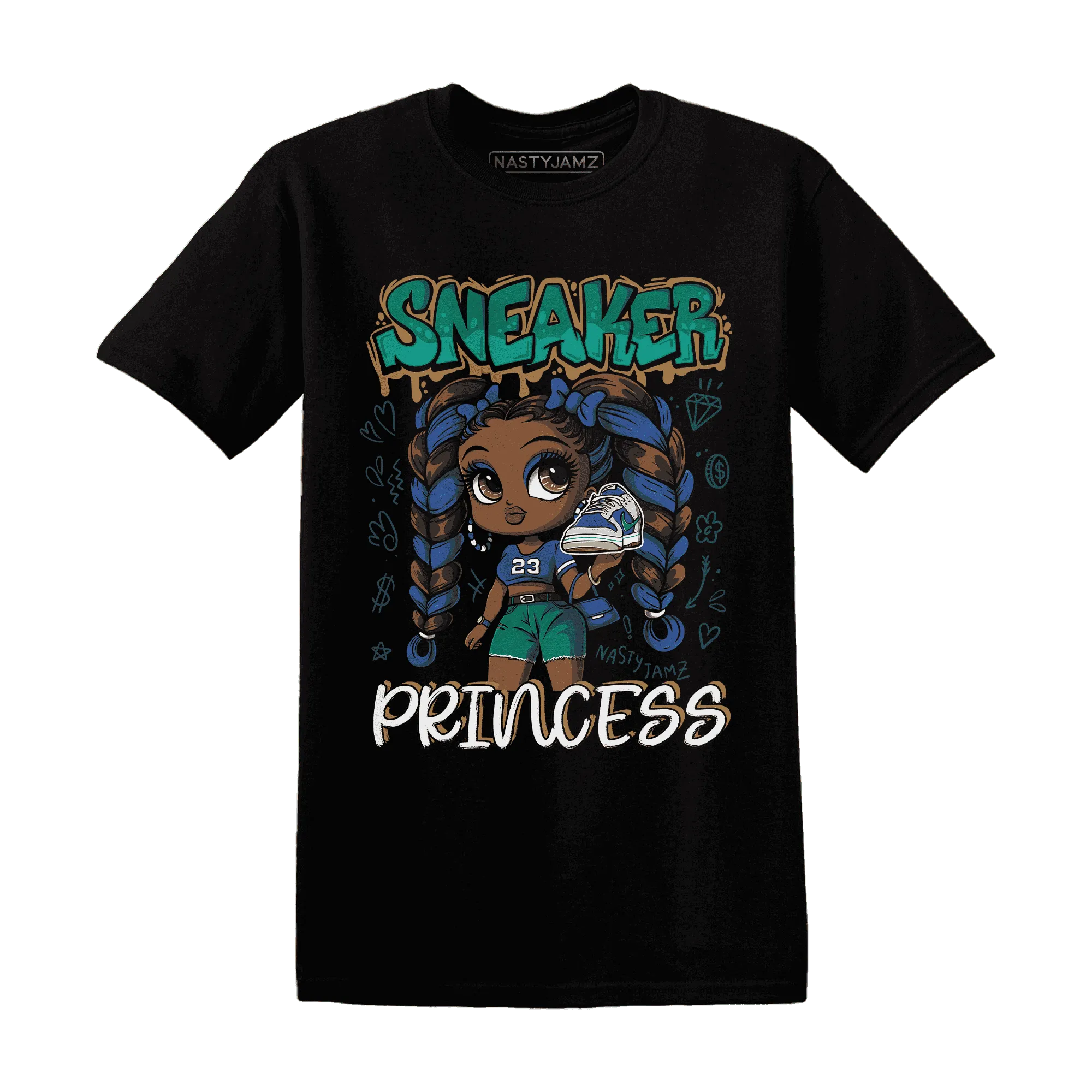 Dunk-Hyper-Royal-Malachite-NastyJamz-T-Shirt-Match-Sneaker-Princess