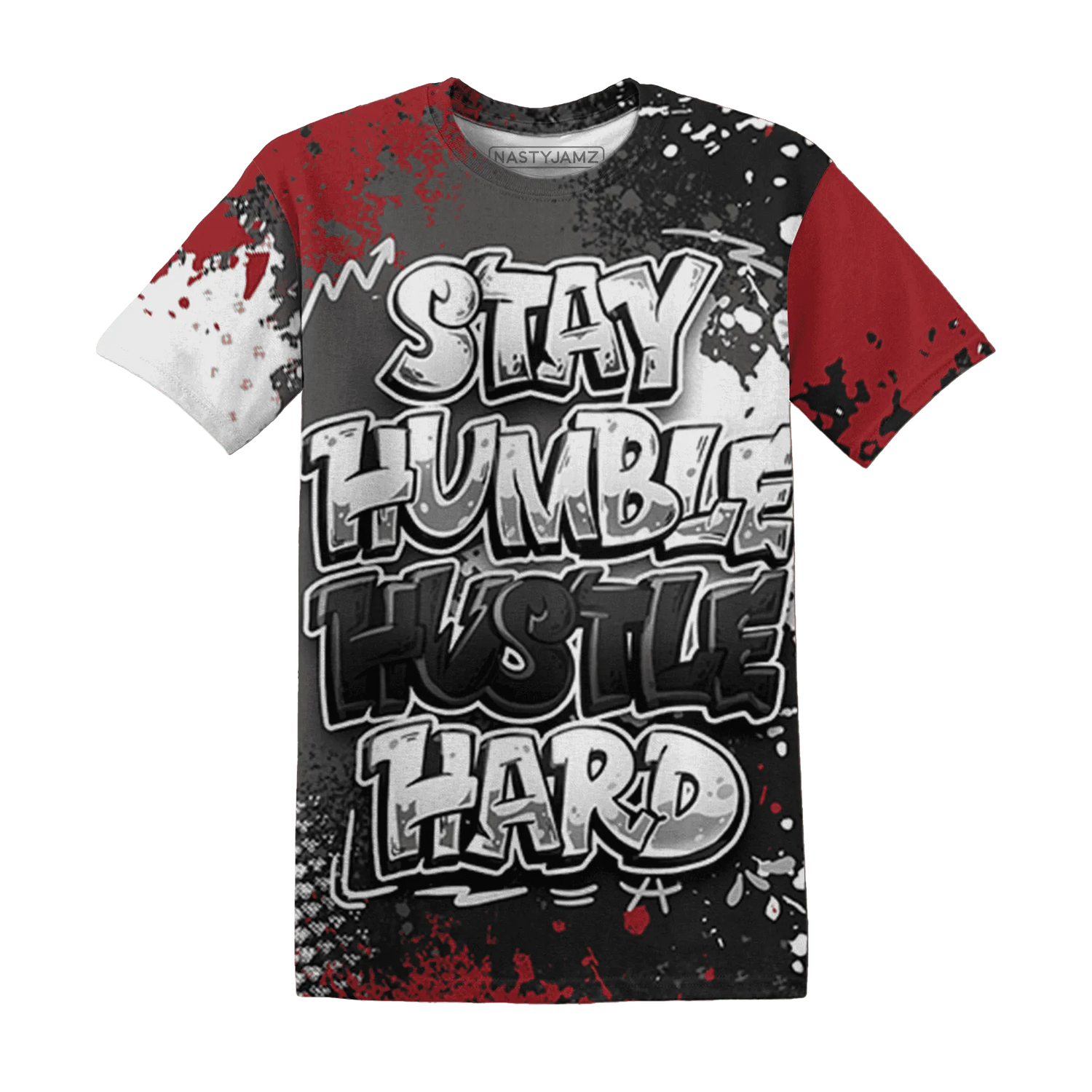 Retro-Red-Taxi-12s-T-Shirt-Match-Stay-Humble-Hustle-Hard-3D