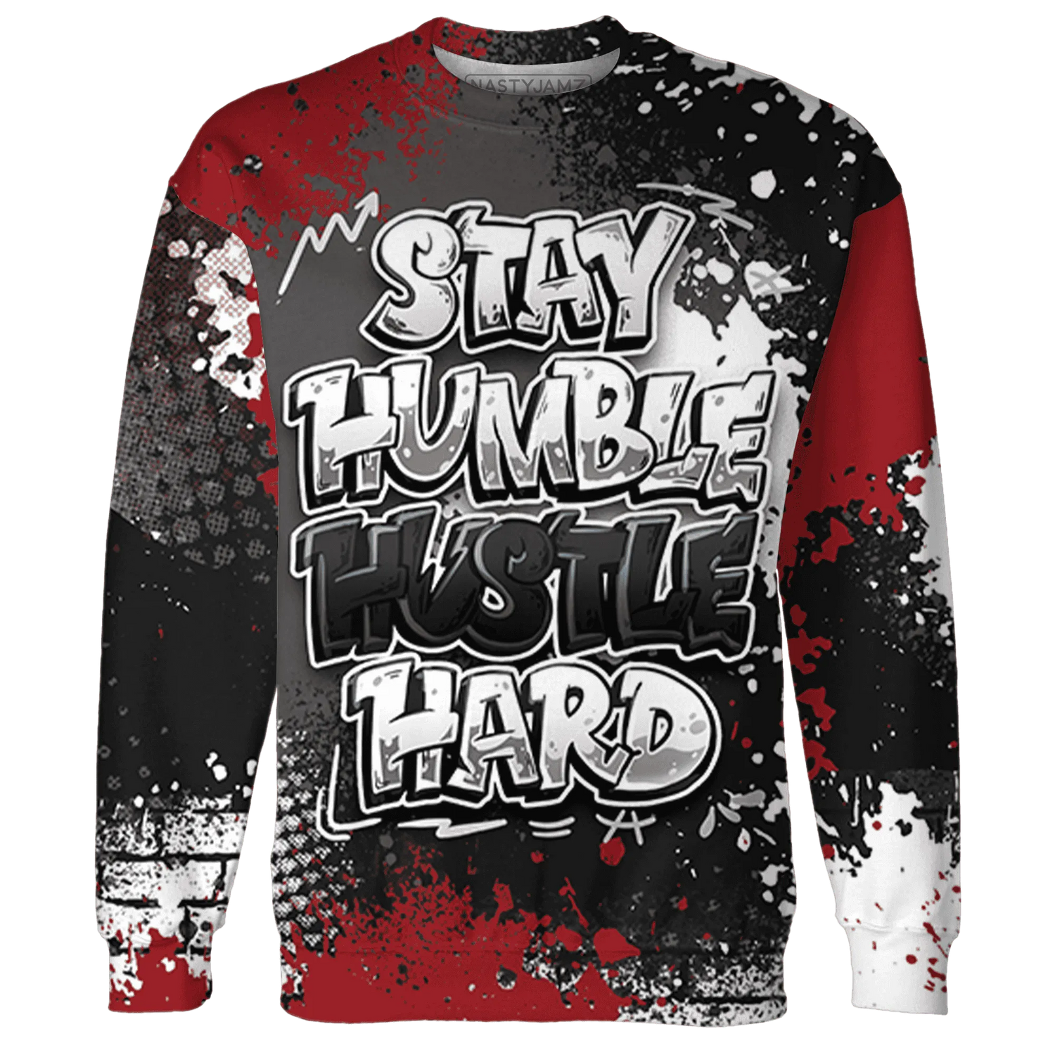 Retro-Red-Taxi-12s-Sweatshirt-Match-Stay-Humble-Hustle-Hard-3D