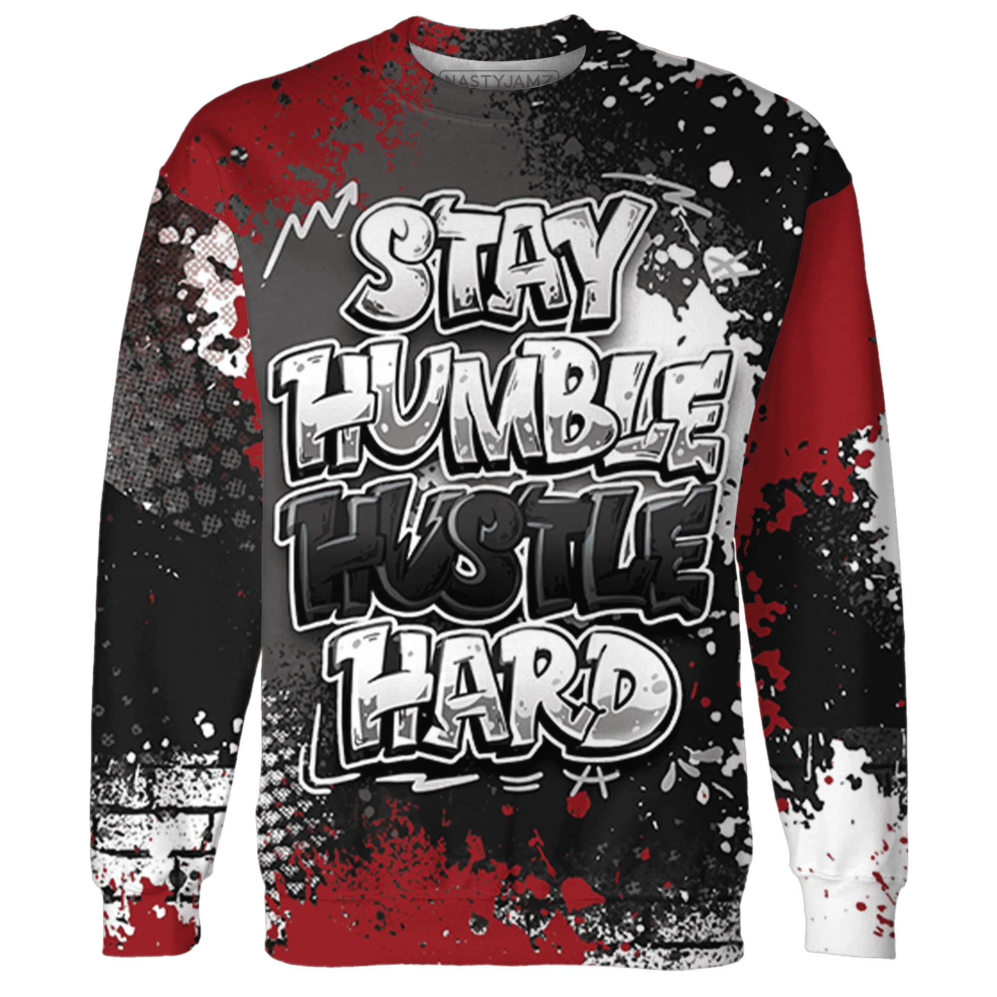 Retro-Red-Taxi-12s-Sweatshirt-Match-Stay-Humble-Hustle-Hard-3D