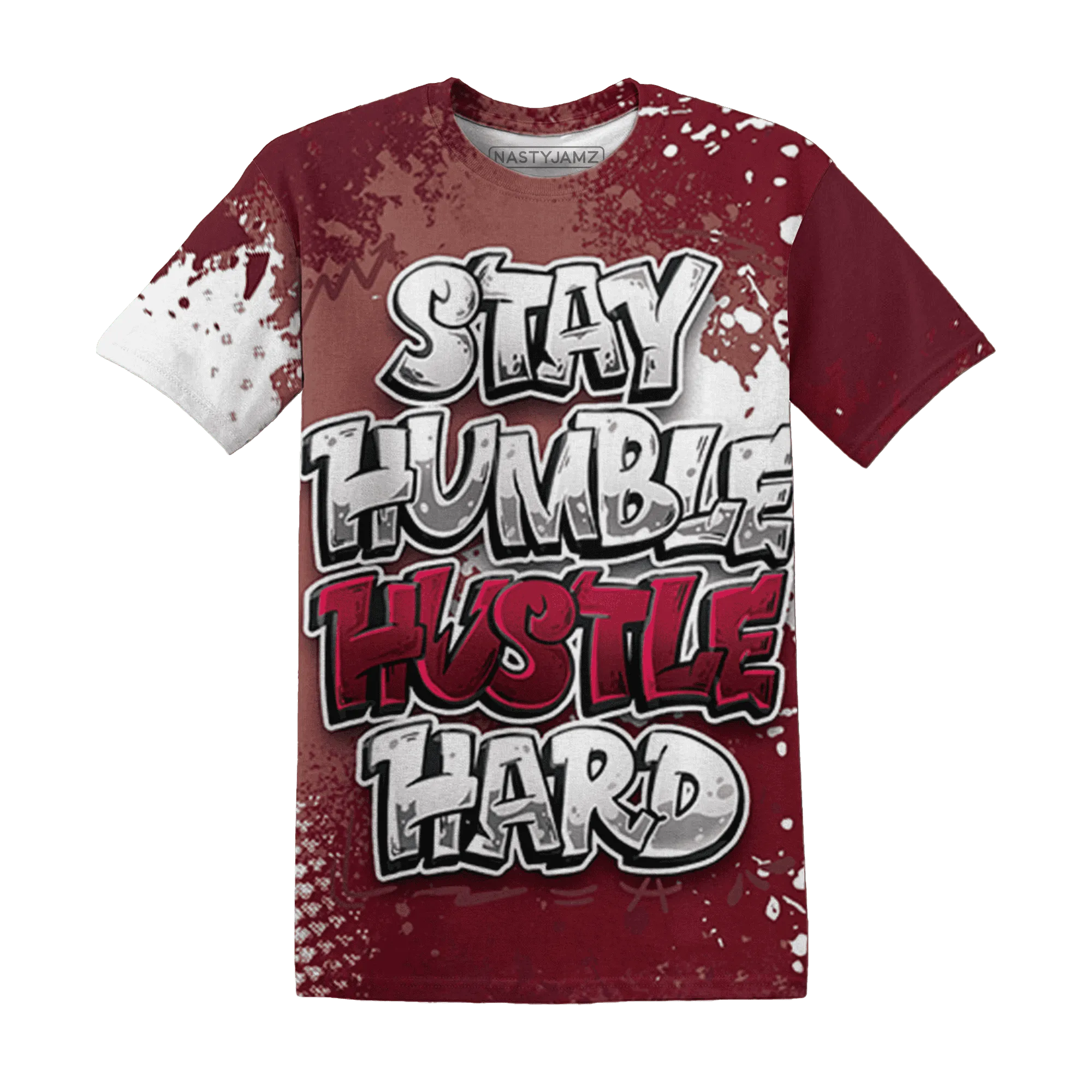 High-White-Team-Red-1s-T-Shirt-Match-Stay-Humble-Hustle-Hard-3D
