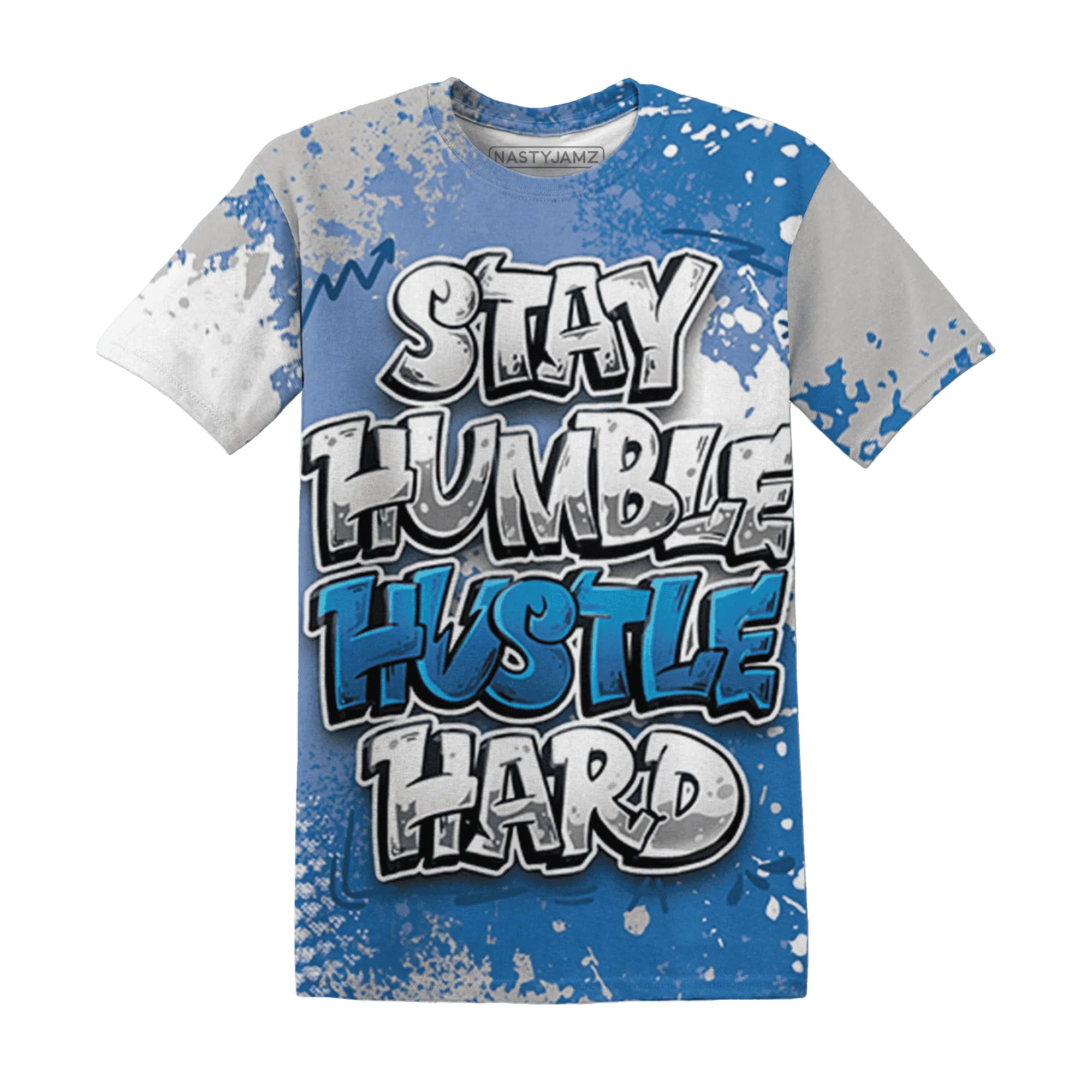 Industrial-Blue-4s-T-Shirt-Match-Stay-Humble-Hustle-Hard-3D