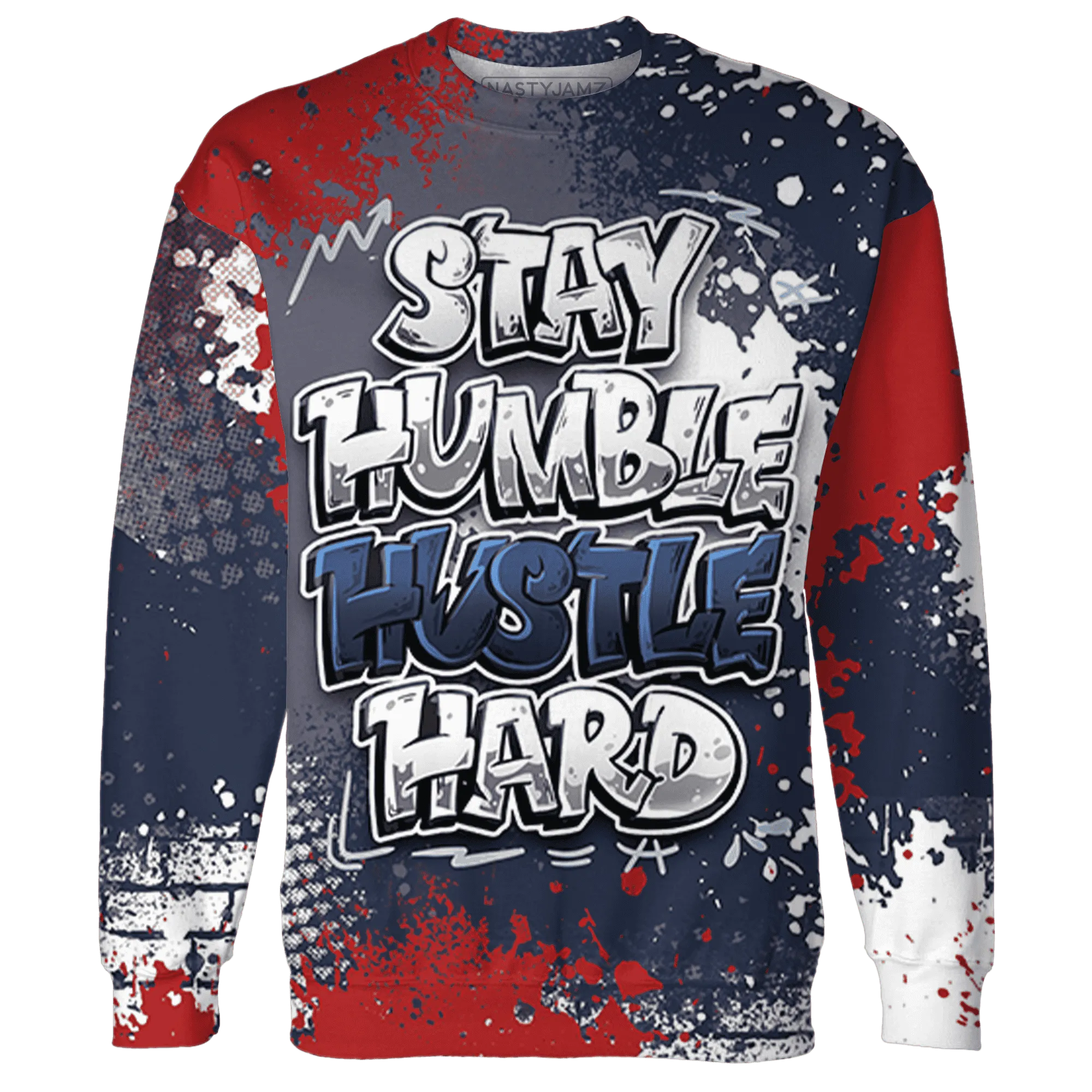 White-Navy-6s-Sweatshirt-Match-Stay-Humble-Hustle-Hard-3D