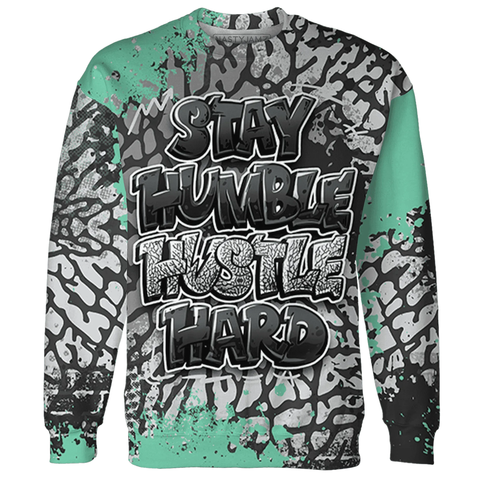 Green-Glow-3s-Sweatshirt-Match-Stay-Humble-Hustle-Hard-3D