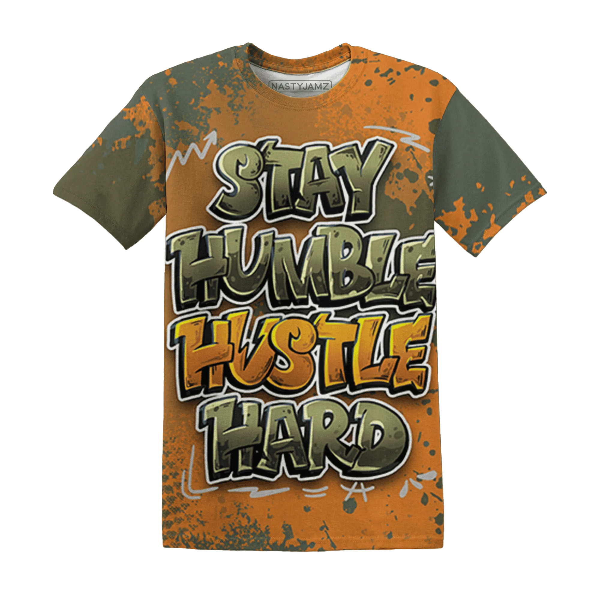 Olive-5s-T-Shirt-Match-Stay-Humble-Hustle-Hard-3D