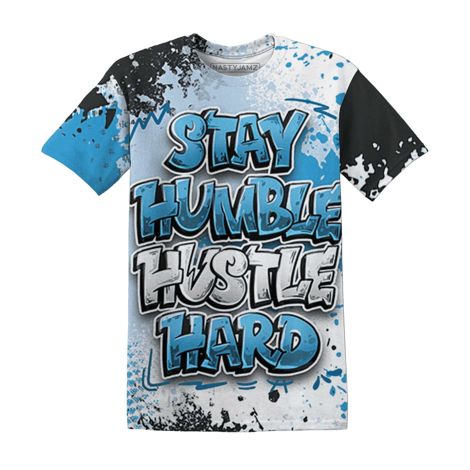 Powder-Blue-9s-T-Shirt-Match-Stay-Humble-Hustle-Hard-3D