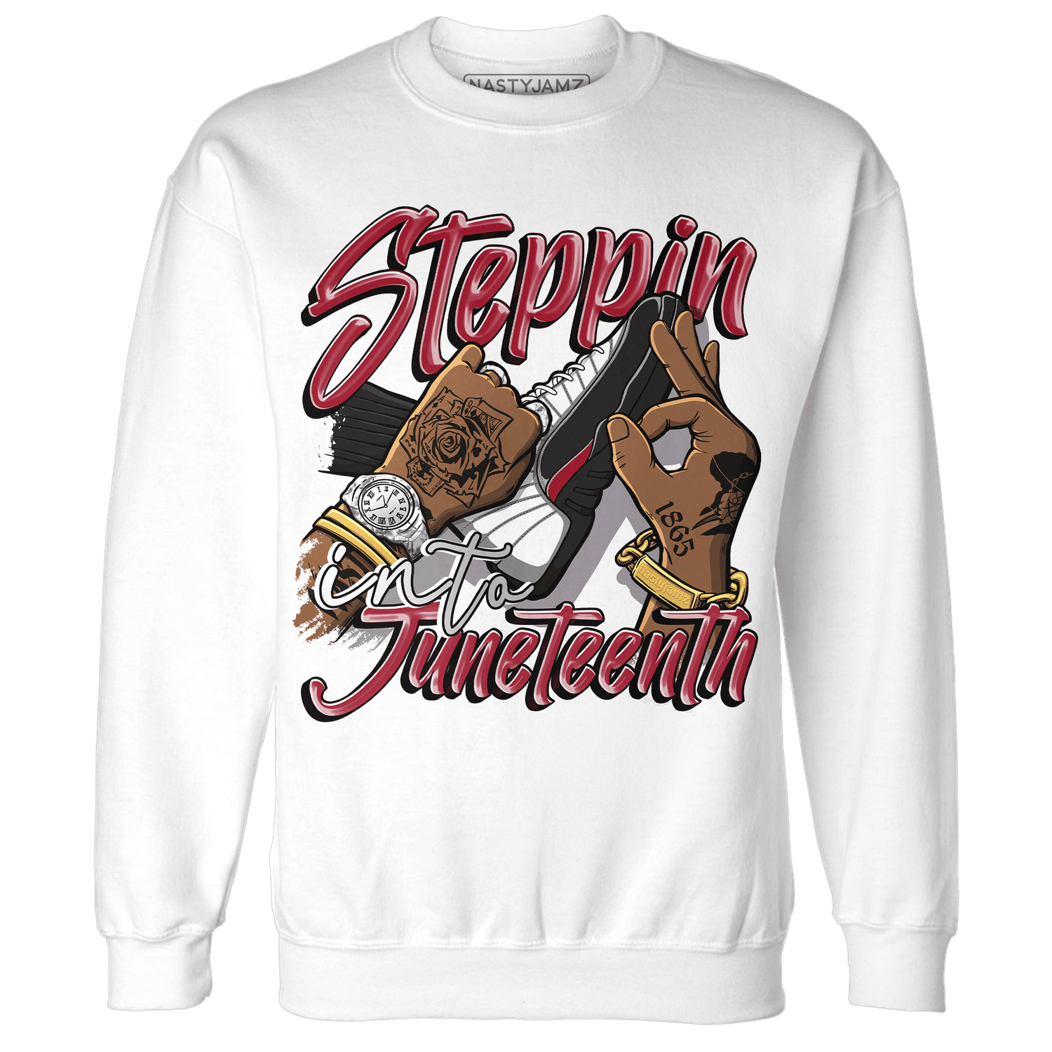 Retro Red Taxi 12s Sweatshirt Match Step Into Juneteenth - NastyJamz