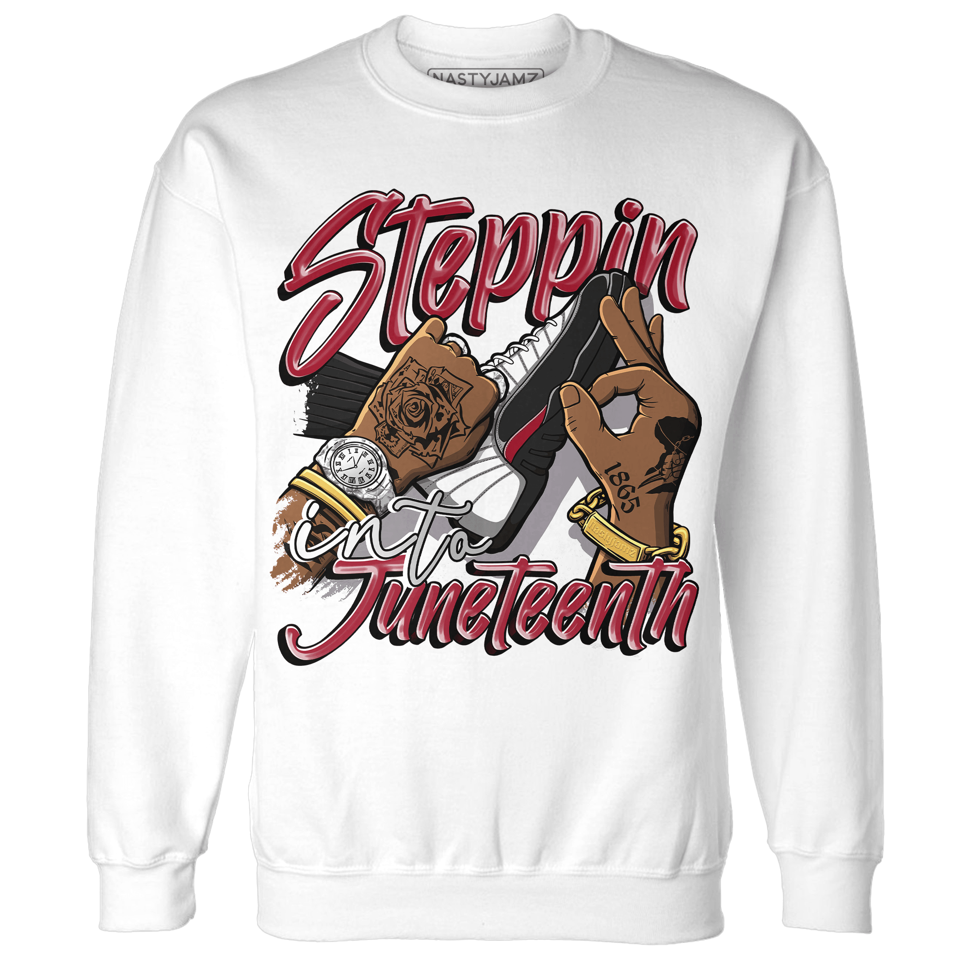 Retro Red Taxi 12s Sweatshirt Match Step Into Juneteenth - NastyJamz