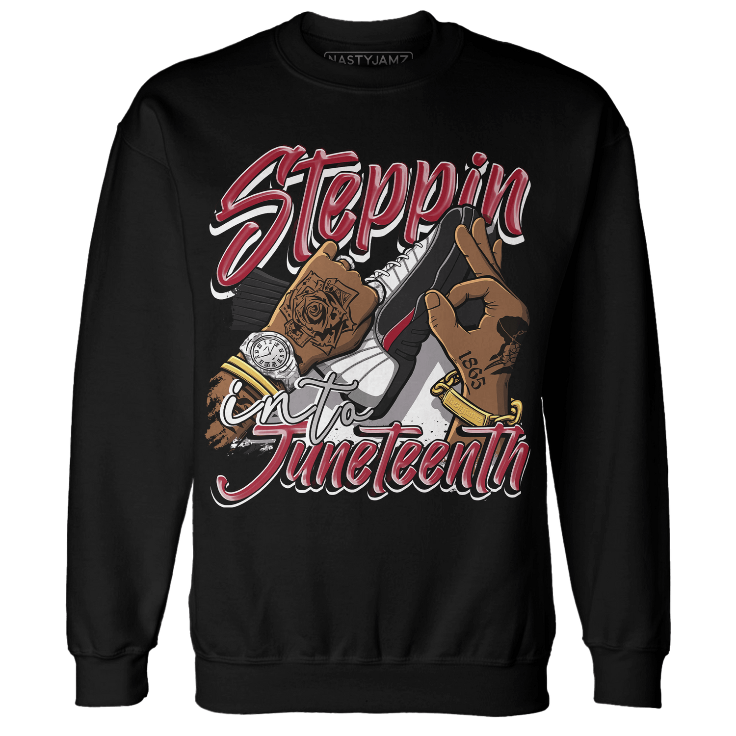 Retro Red Taxi 12s Sweatshirt Match Step Into Juneteenth - NastyJamz