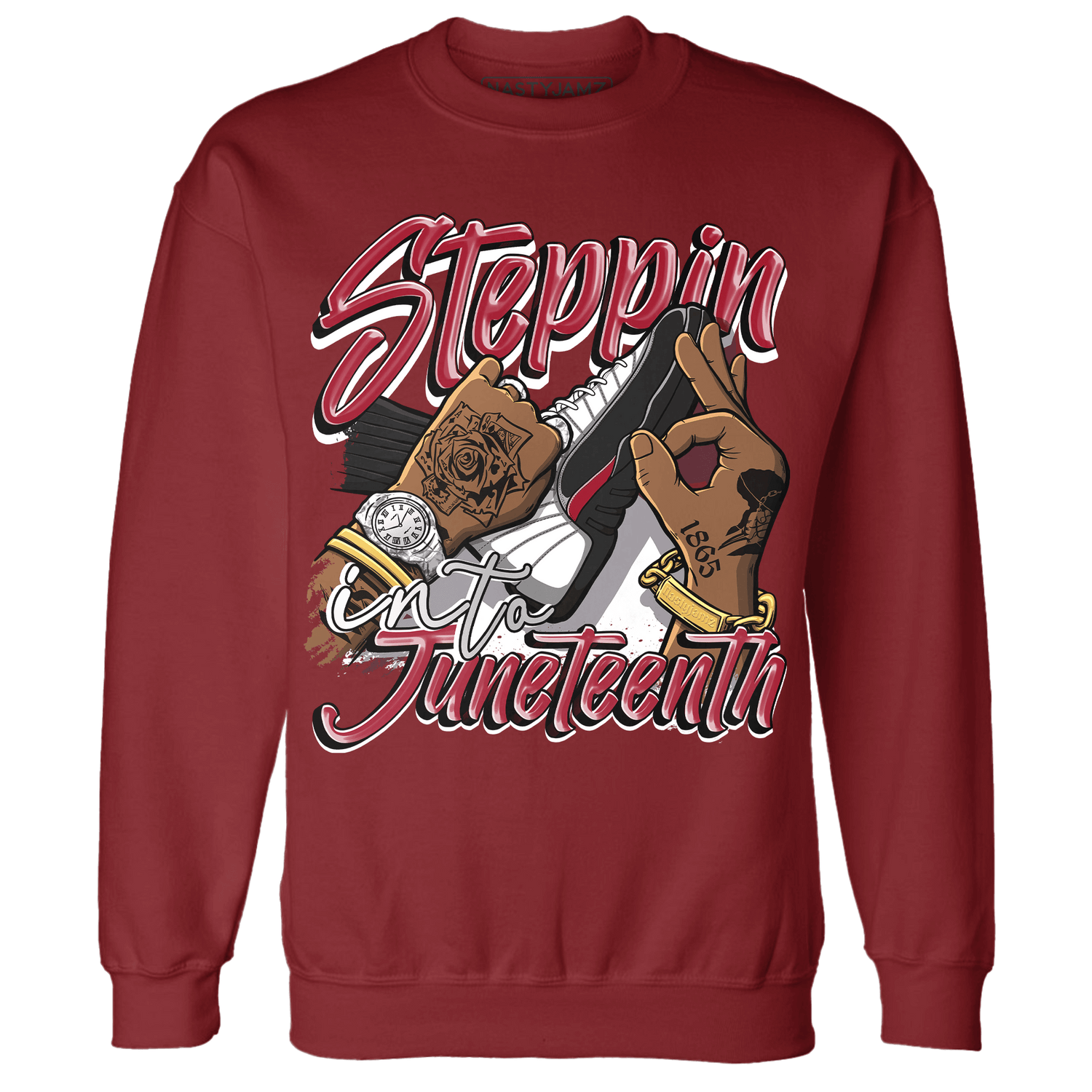 Retro Red Taxi 12s Sweatshirt Match Step Into Juneteenth - NastyJamz