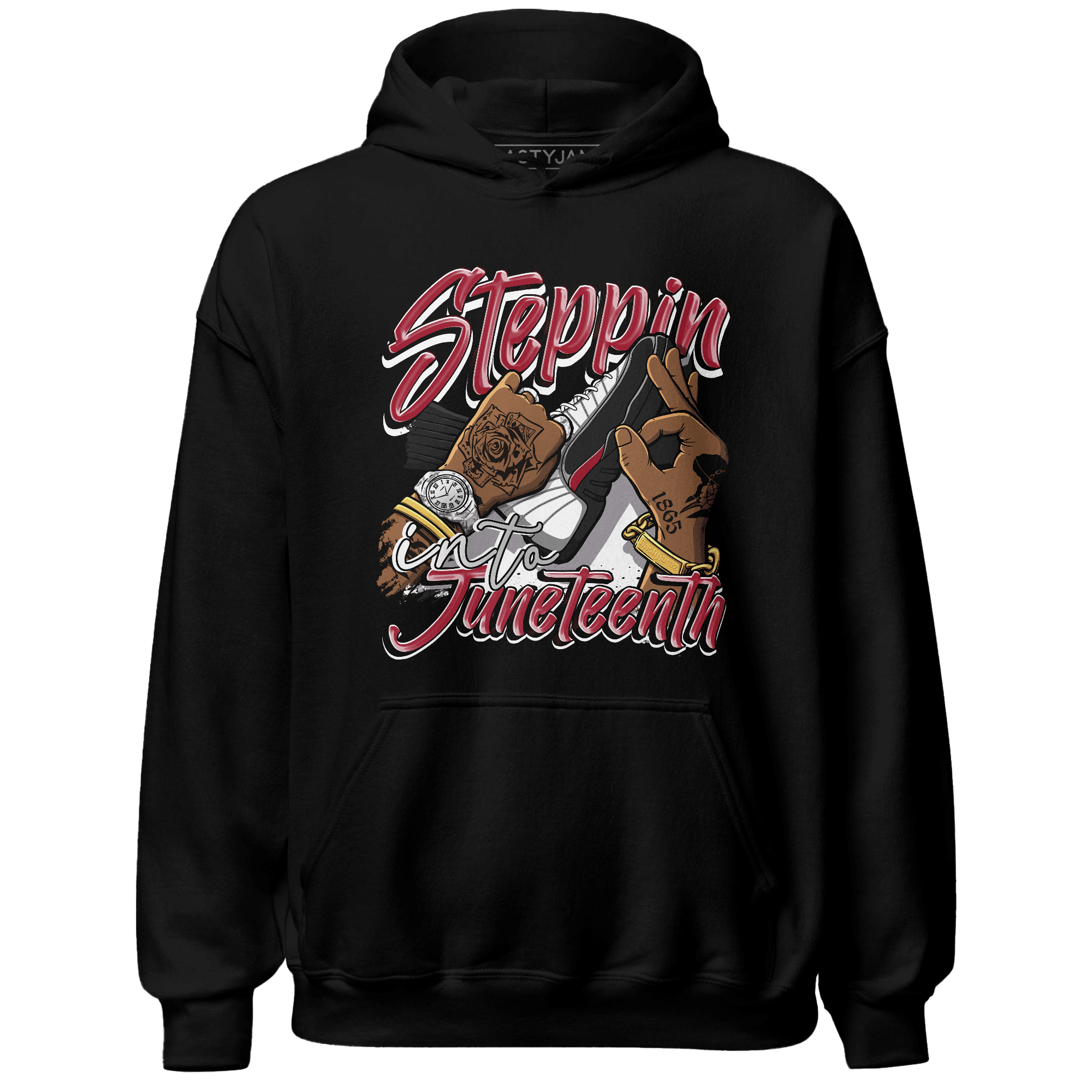 Retro Red Taxi 12s Hoodie Match Step Into Juneteenth - NastyJamz