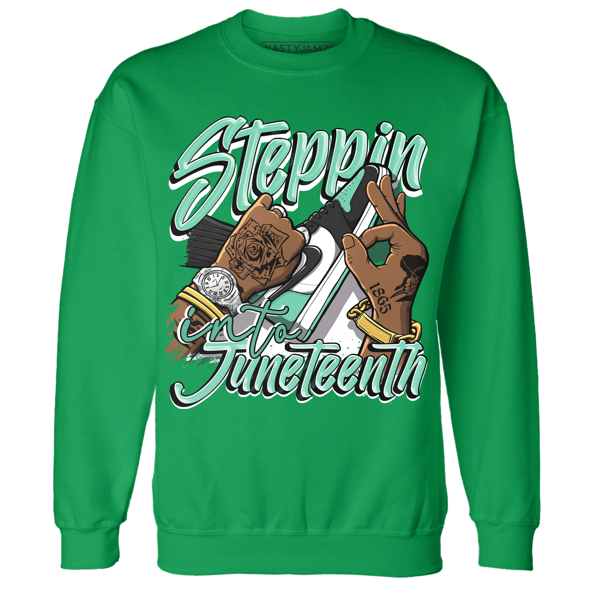 High OG Green Glow 1s Sweatshirt Match Step Into Juneteenth - NastyJamz