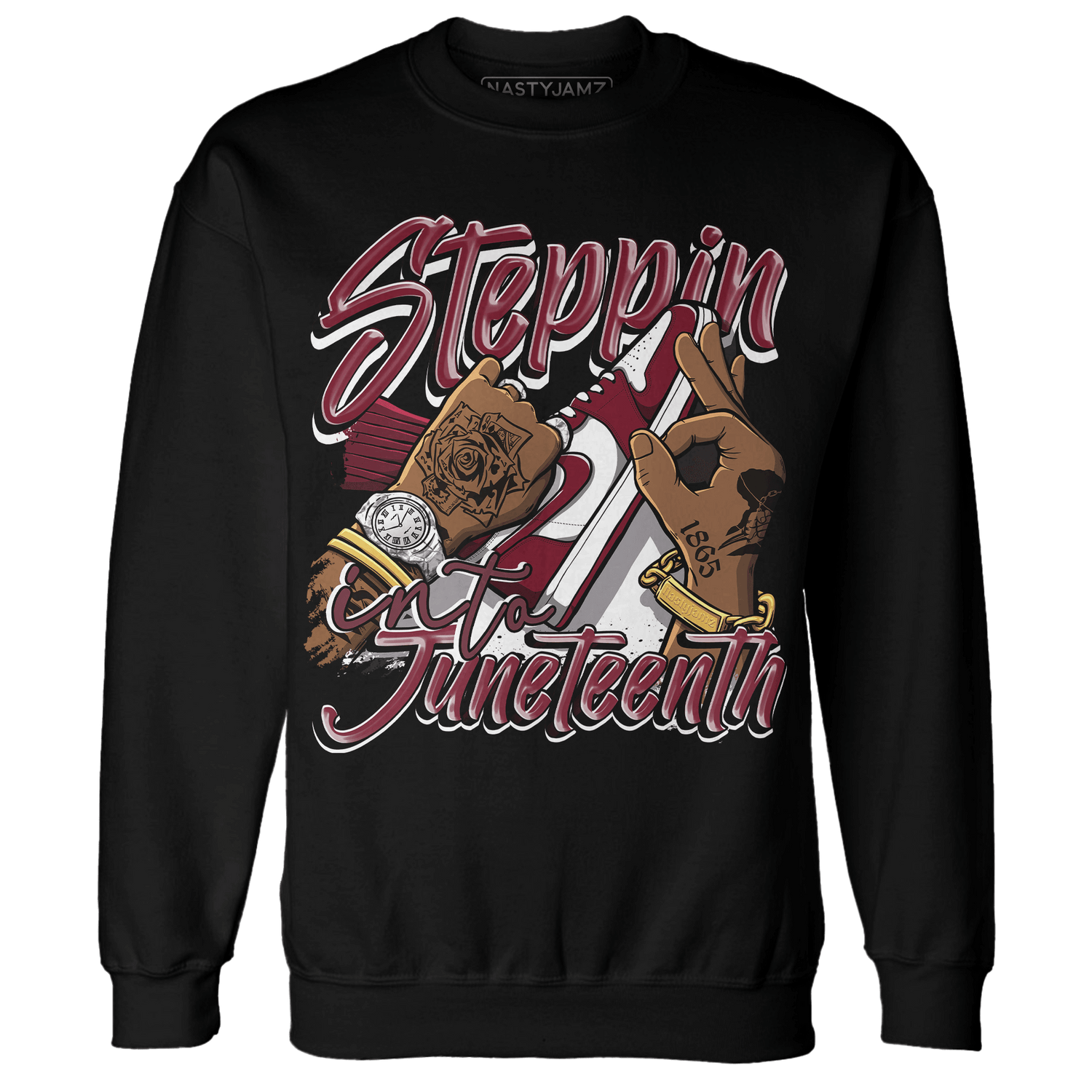 High White Team Red 1s Sweatshirt Match Step Into Juneteenth - NastyJamz