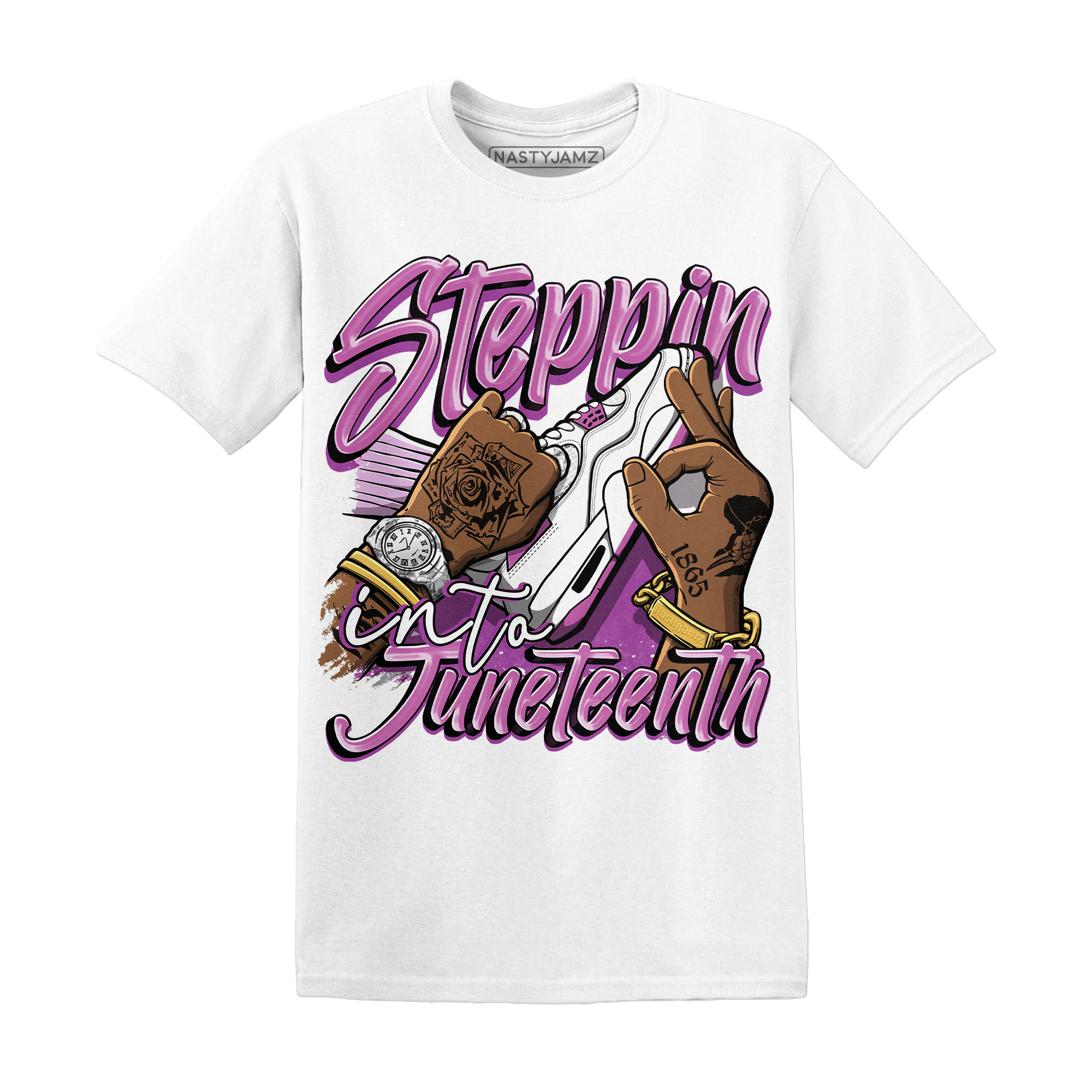 GS Hyper Violet 4s T Shirt Match Step Into Juneteenth - NastyJamz