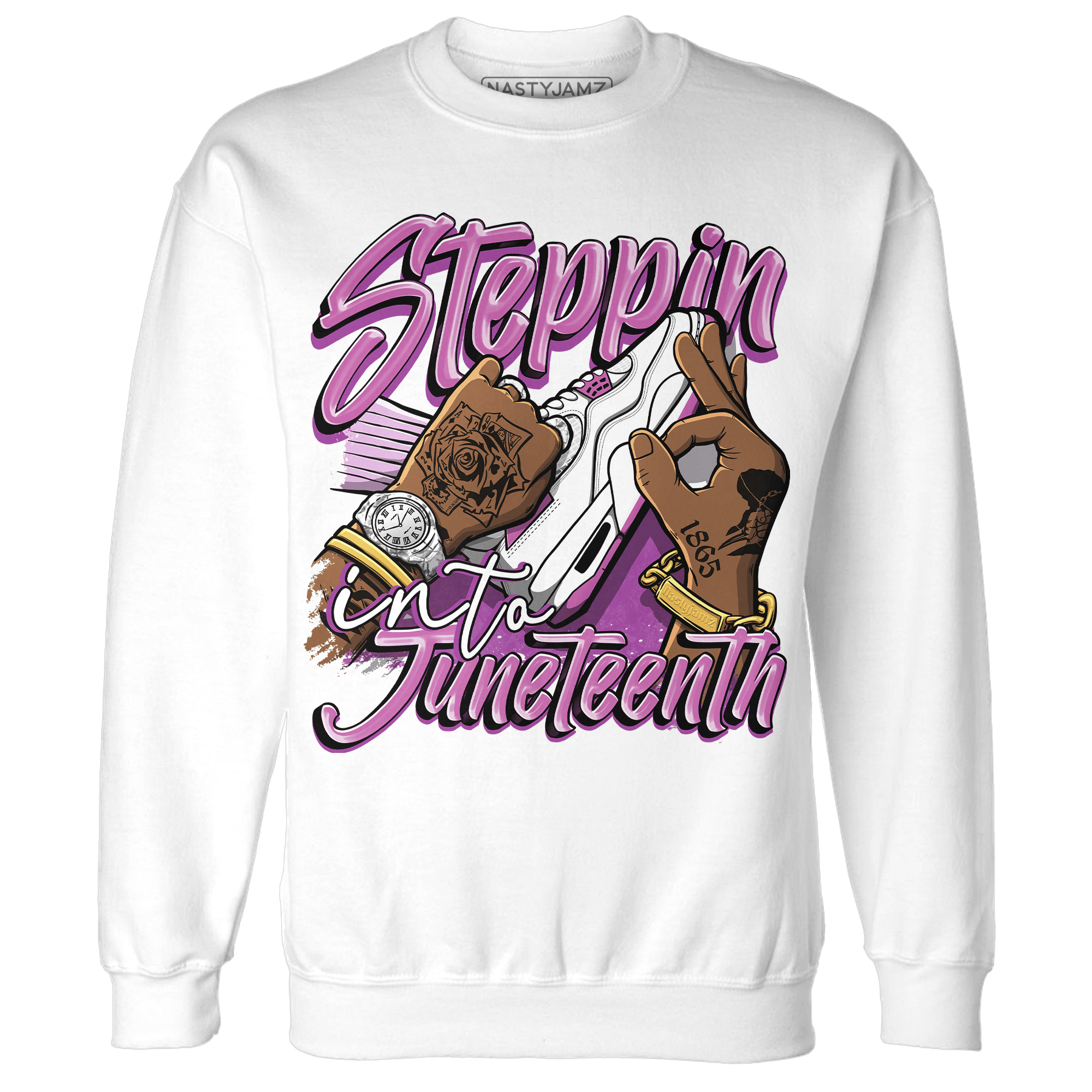 GS Hyper Violet 4s Sweatshirt Match Step Into Juneteenth - NastyJamz