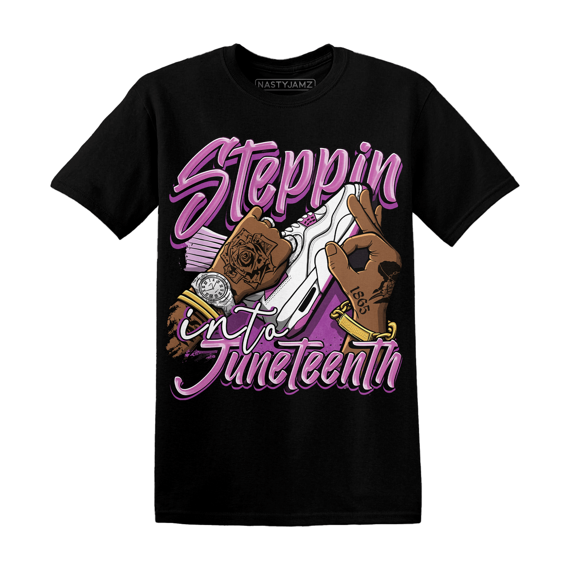 GS Hyper Violet 4s T Shirt Match Step Into Juneteenth - NastyJamz