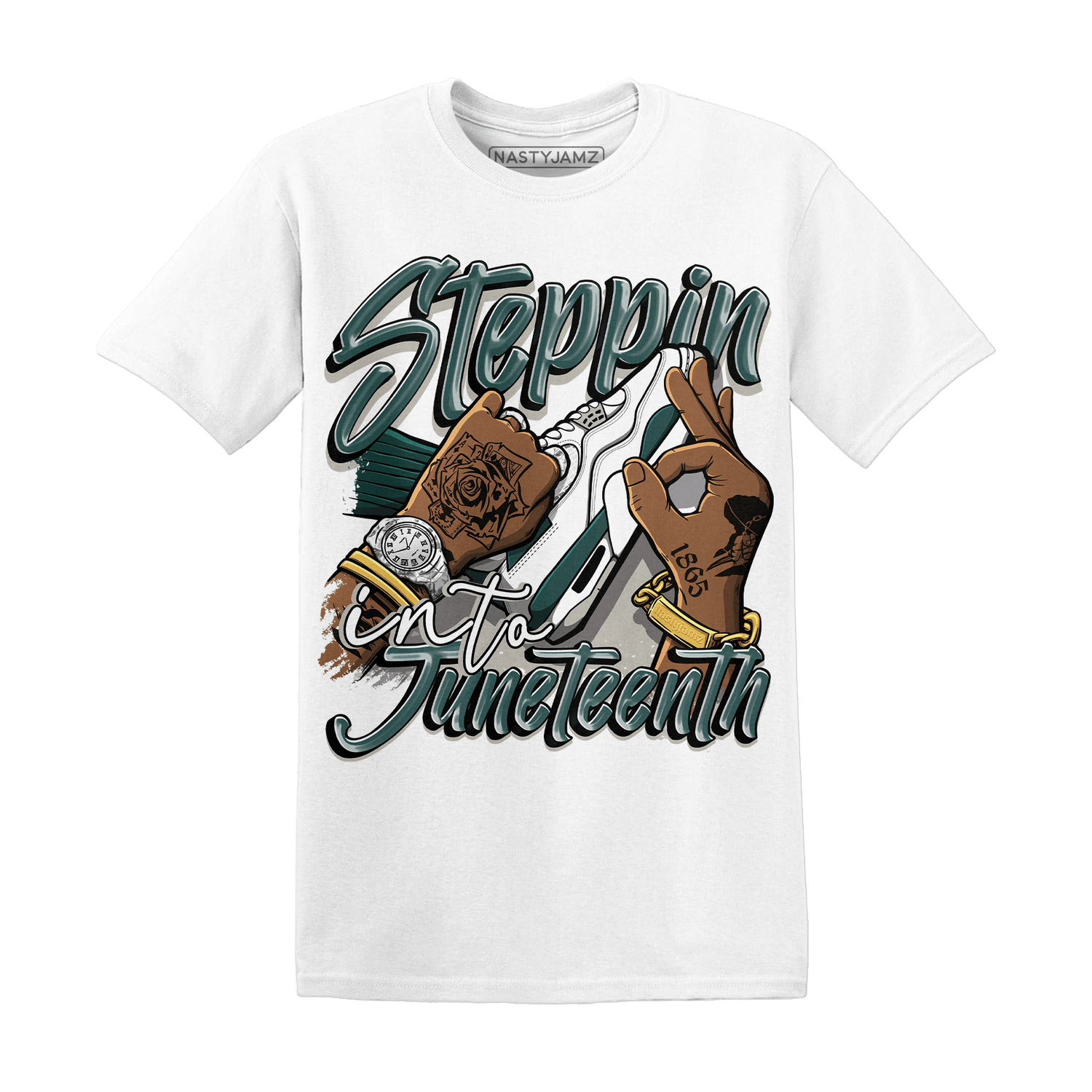 Oxidized Green 4s T Shirt Match Step Into Juneteenth - NastyJamz