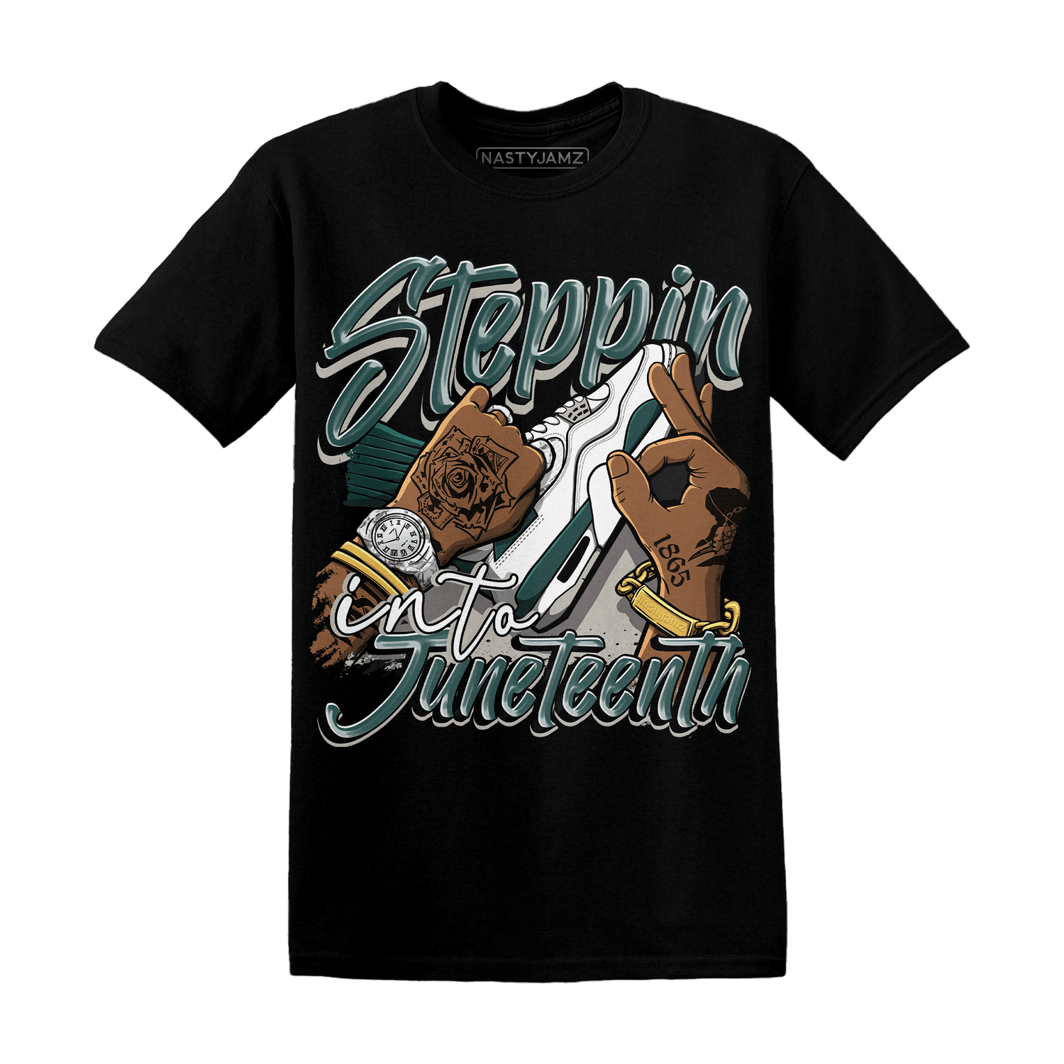 Oxidized Green 4s T Shirt Match Step Into Juneteenth - NastyJamz