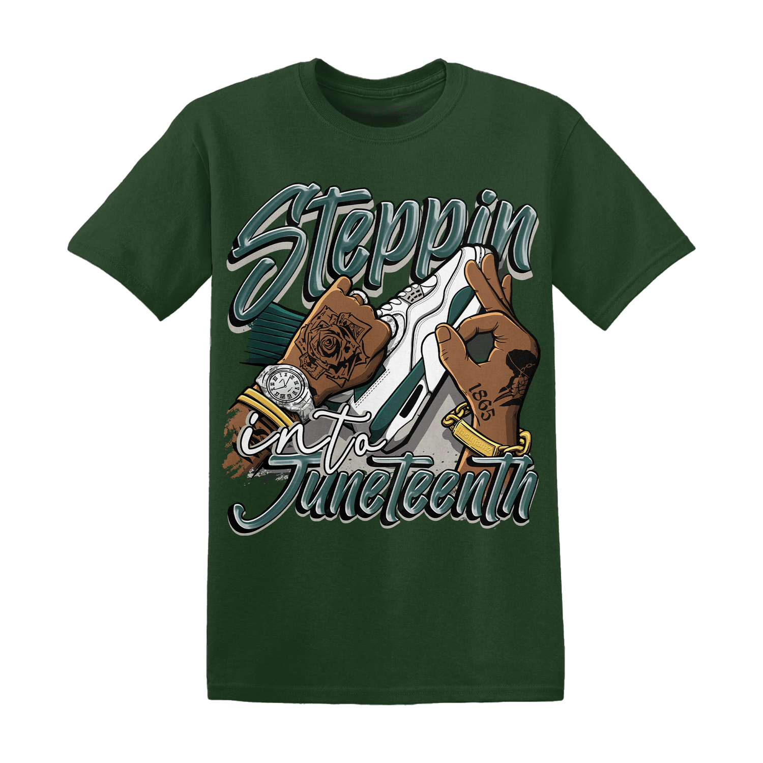 Oxidized Green 4s T Shirt Match Step Into Juneteenth - NastyJamz
