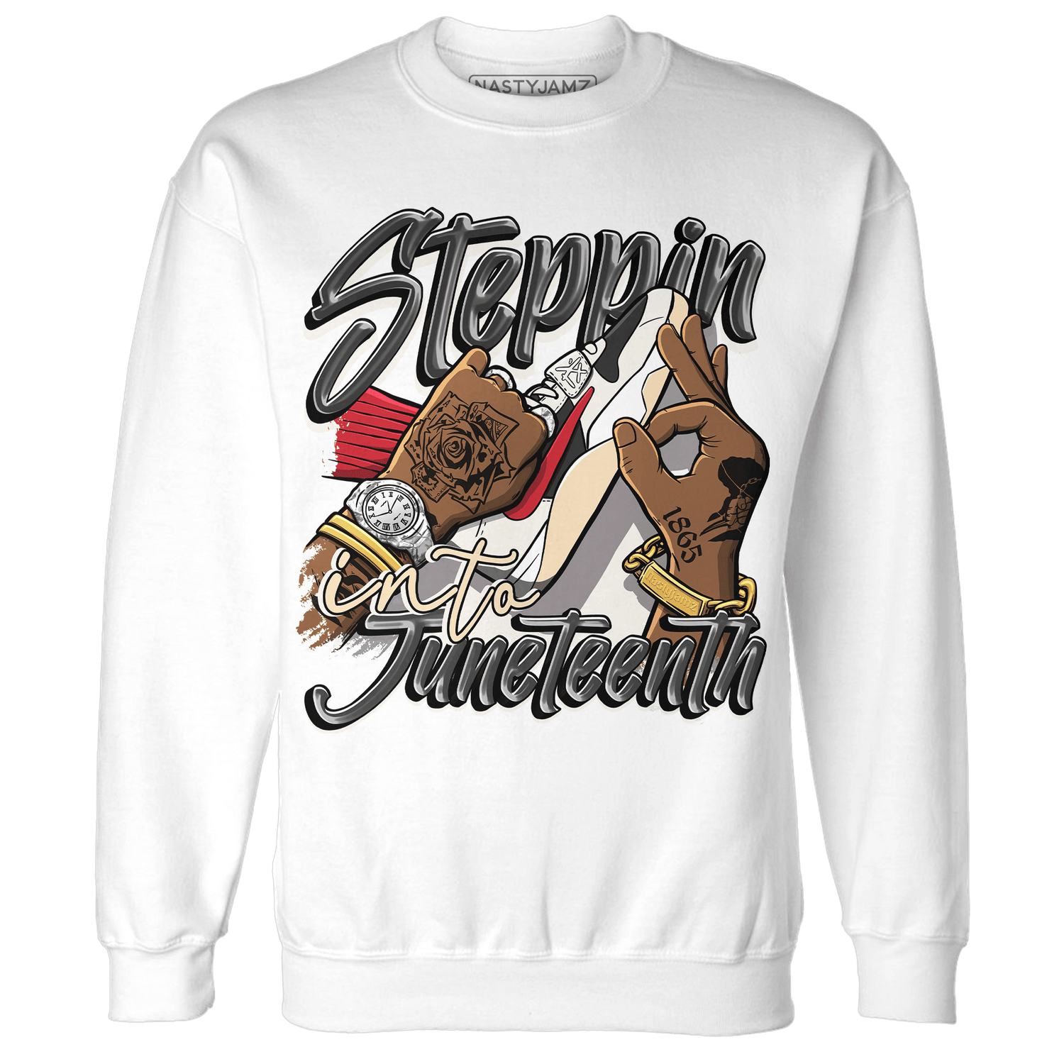 Jumman Jack Universityy Red Sweatshirt Match Step Into Juneteenth - NastyJamz