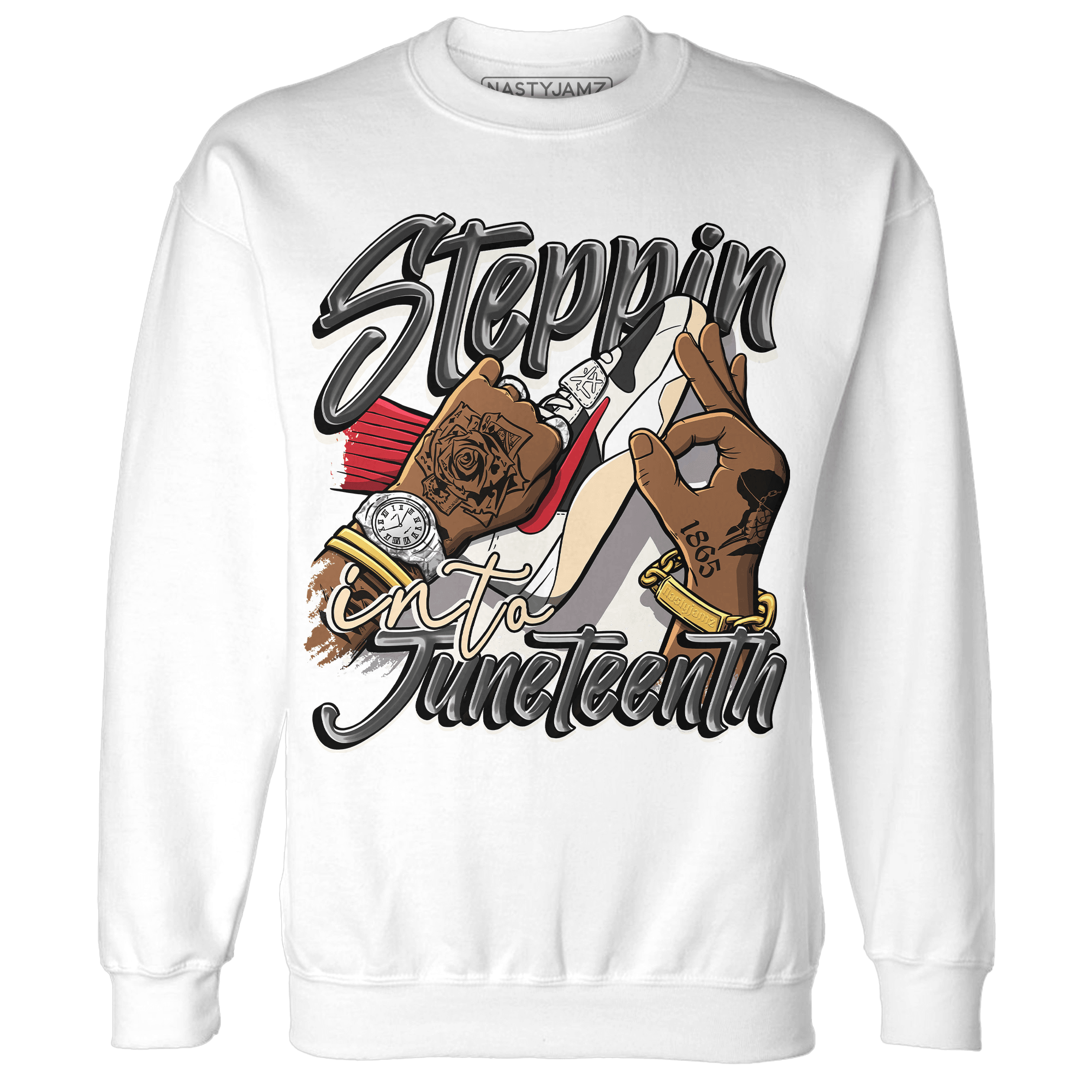 Jumman Jack Universityy Red Sweatshirt Match Step Into Juneteenth - NastyJamz
