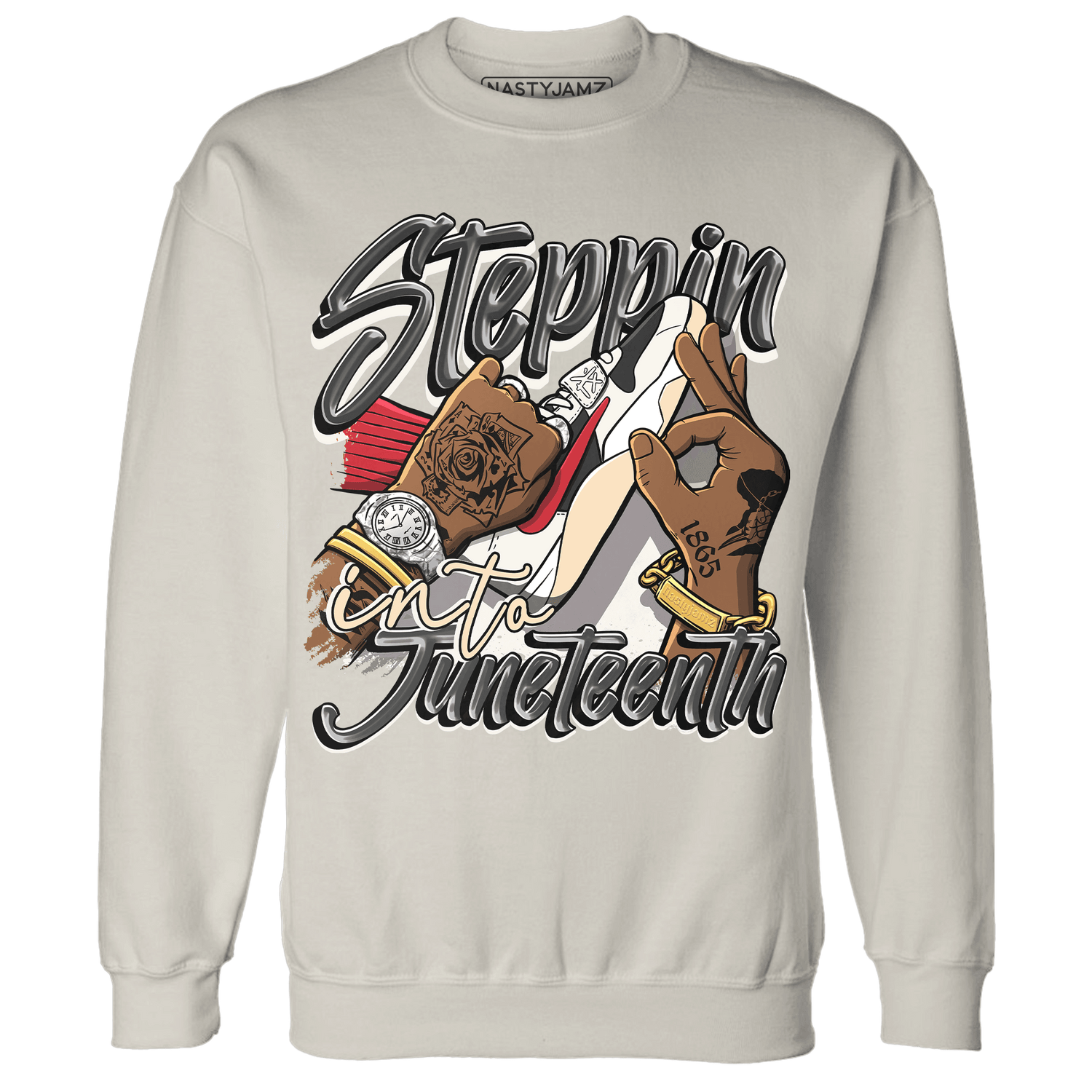 Jumman Jack Universityy Red Sweatshirt Match Step Into Juneteenth - NastyJamz