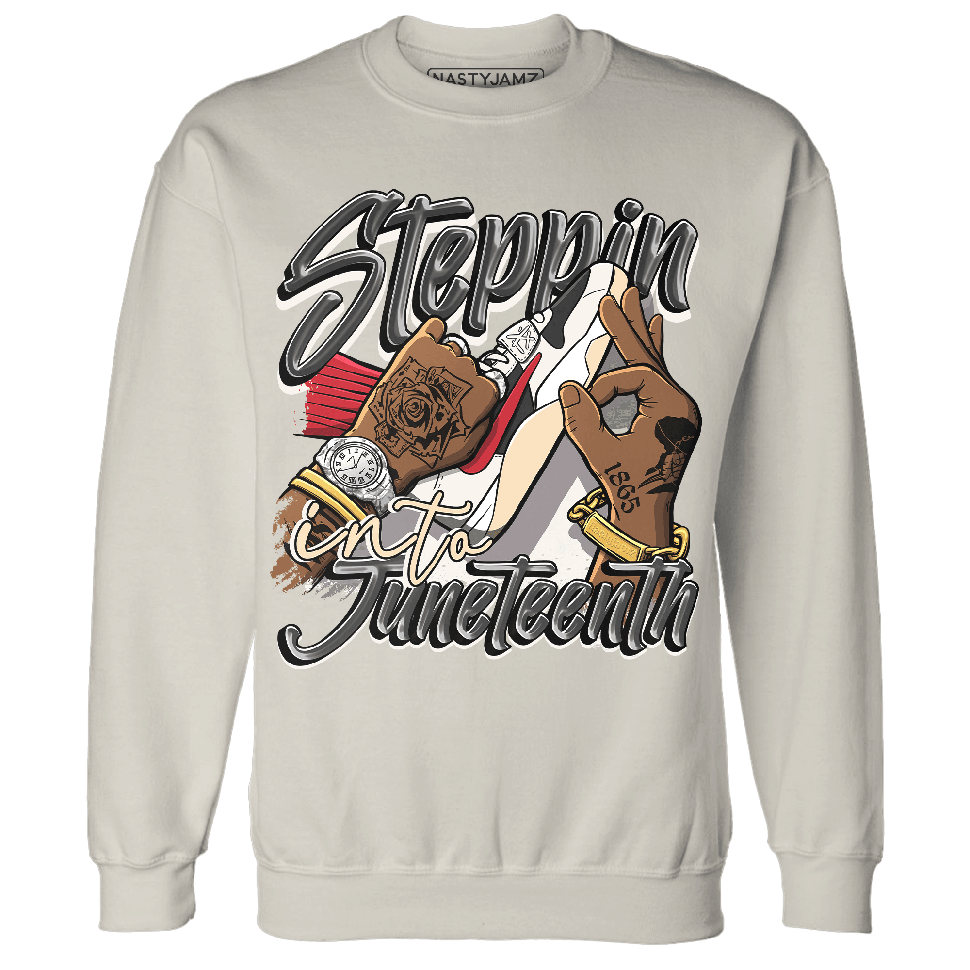 Jumman Jack Universityy Red Sweatshirt Match Step Into Juneteenth - NastyJamz