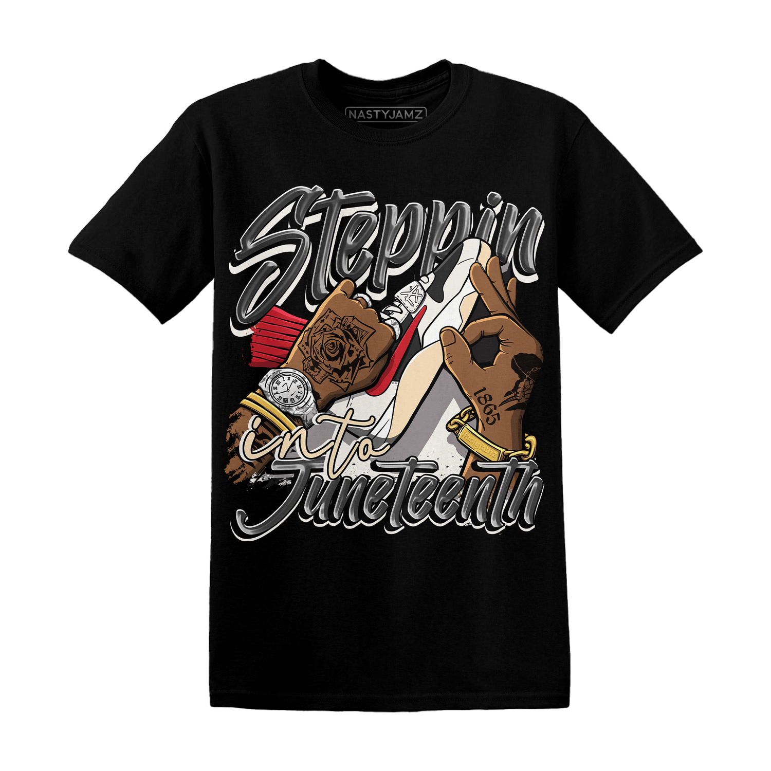 Jumman Jack Universityy Red T Shirt Match Step Into Juneteenth - NastyJamz