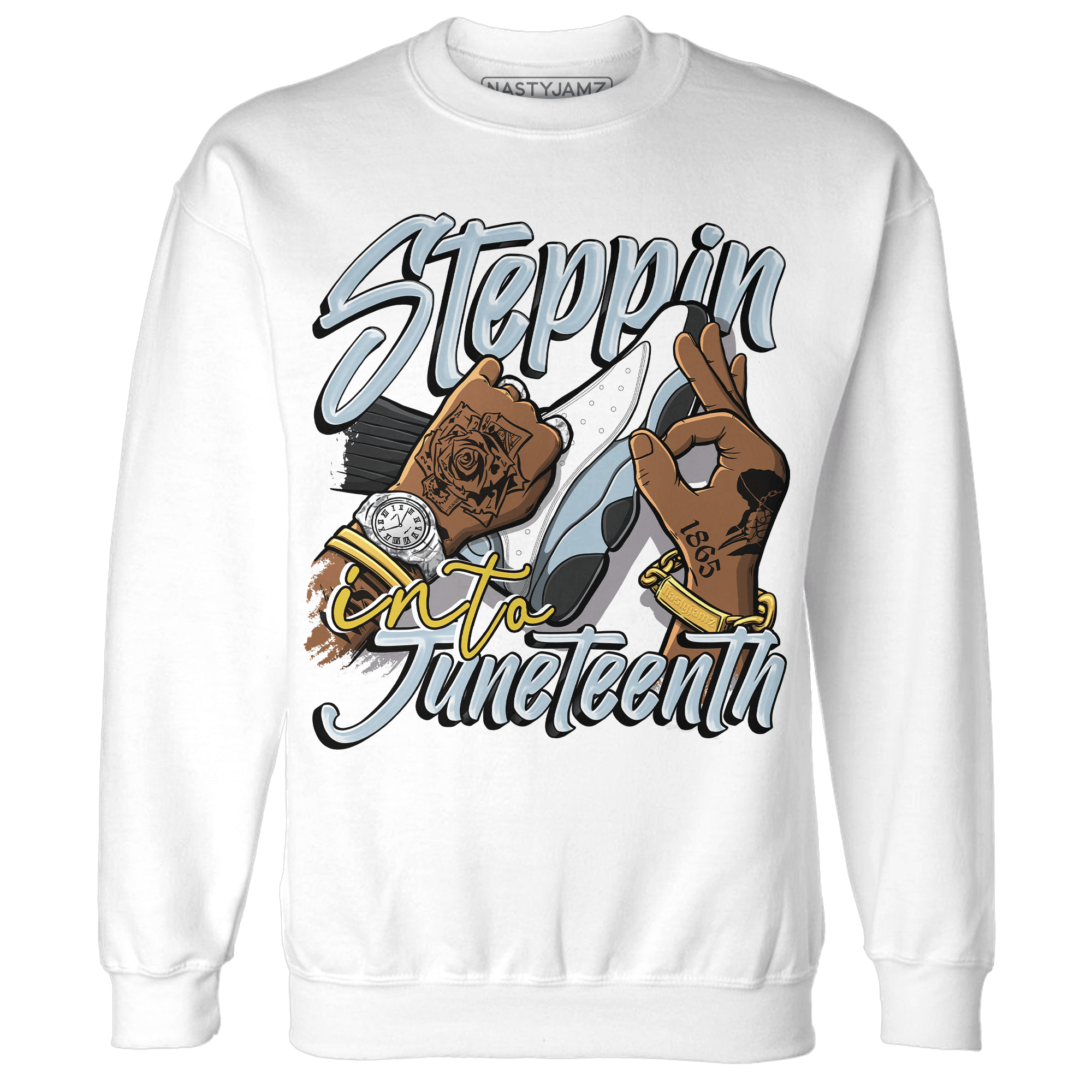 Blue Grey 13s Sweatshirt Match Step Into Juneteenth - NastyJamz