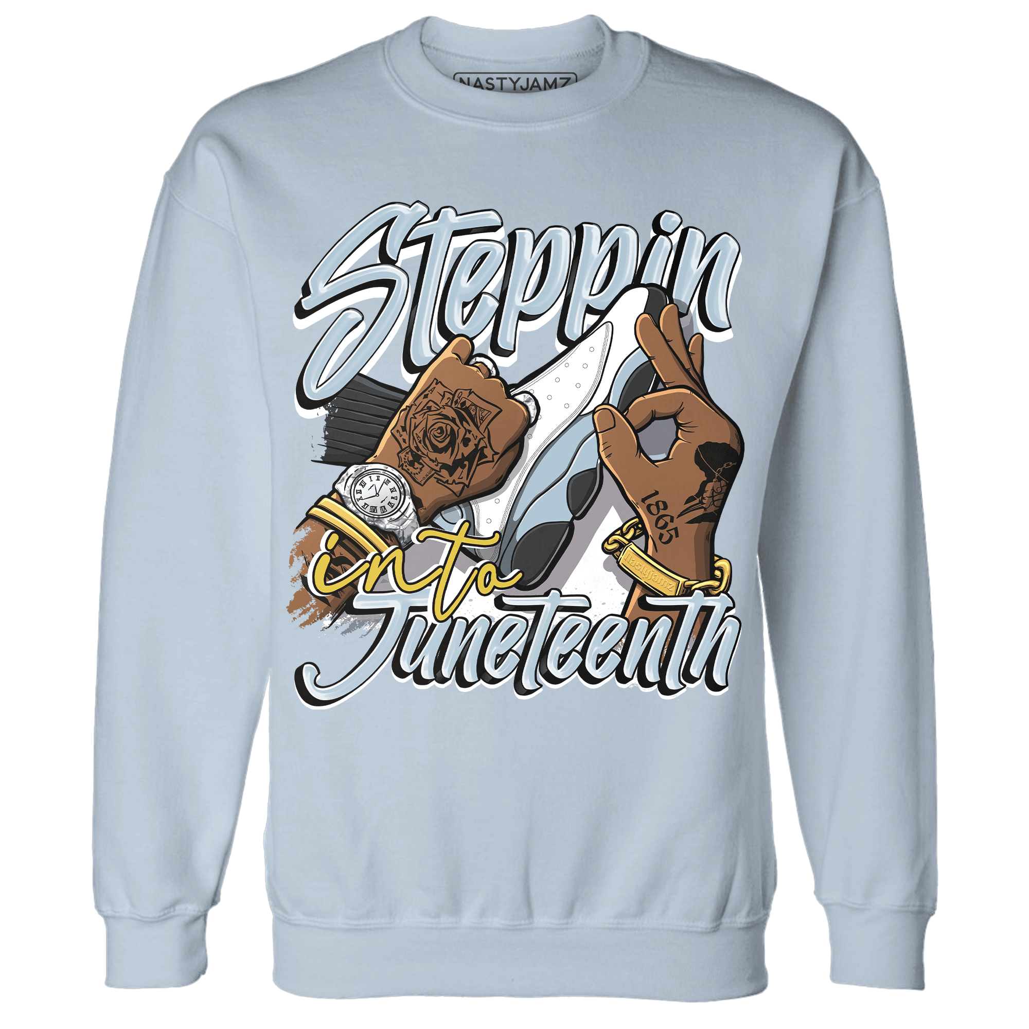 Blue Grey 13s Sweatshirt Match Step Into Juneteenth - NastyJamz
