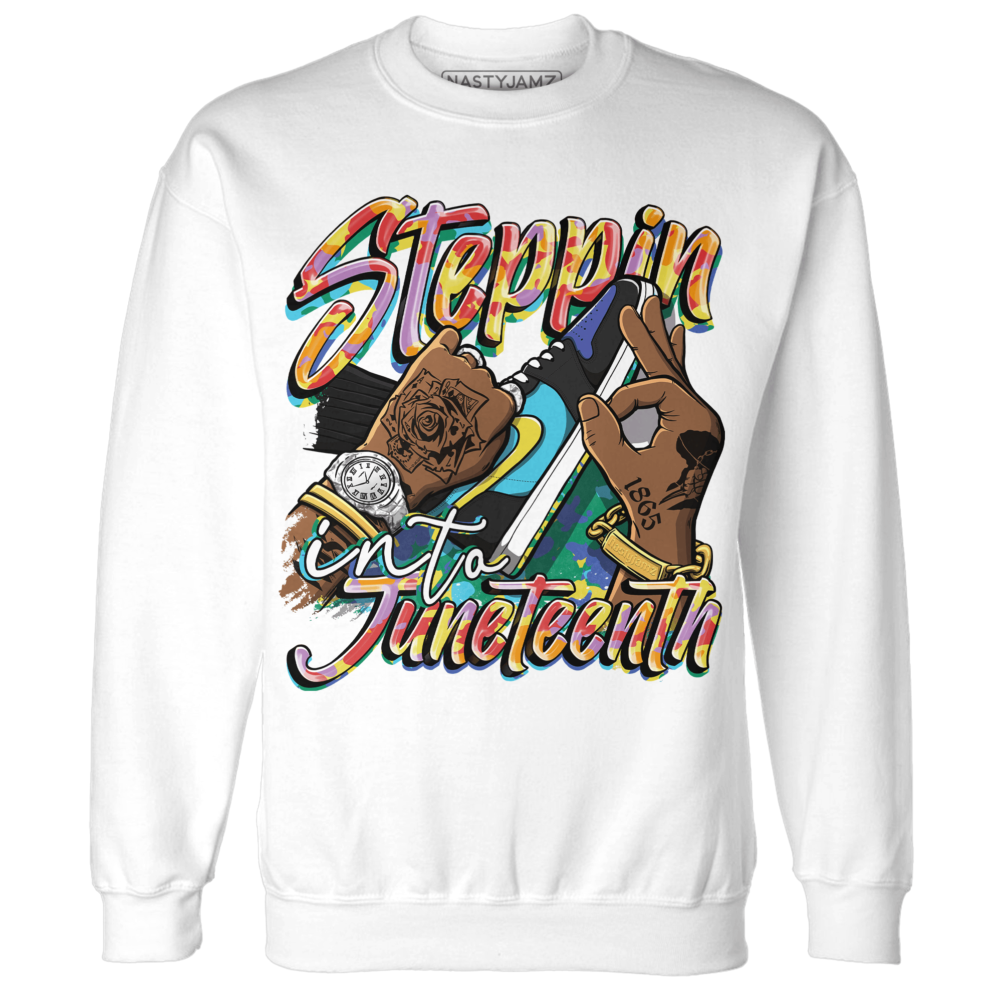 Mid GS Six Championships 1s Sweatshirt Match Step Into Juneteenth - NastyJamz
