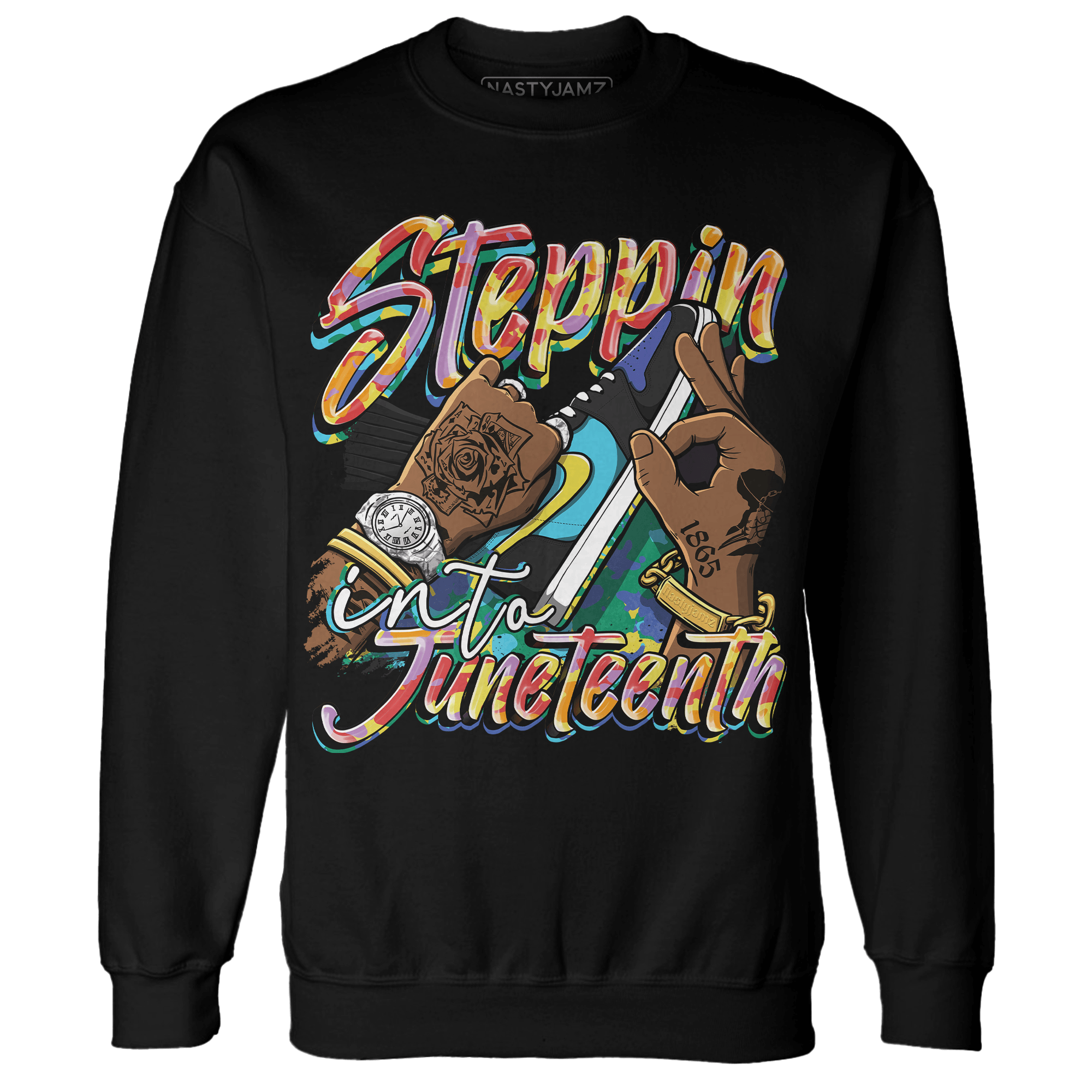 Mid GS Six Championships 1s Sweatshirt Match Step Into Juneteenth - NastyJamz